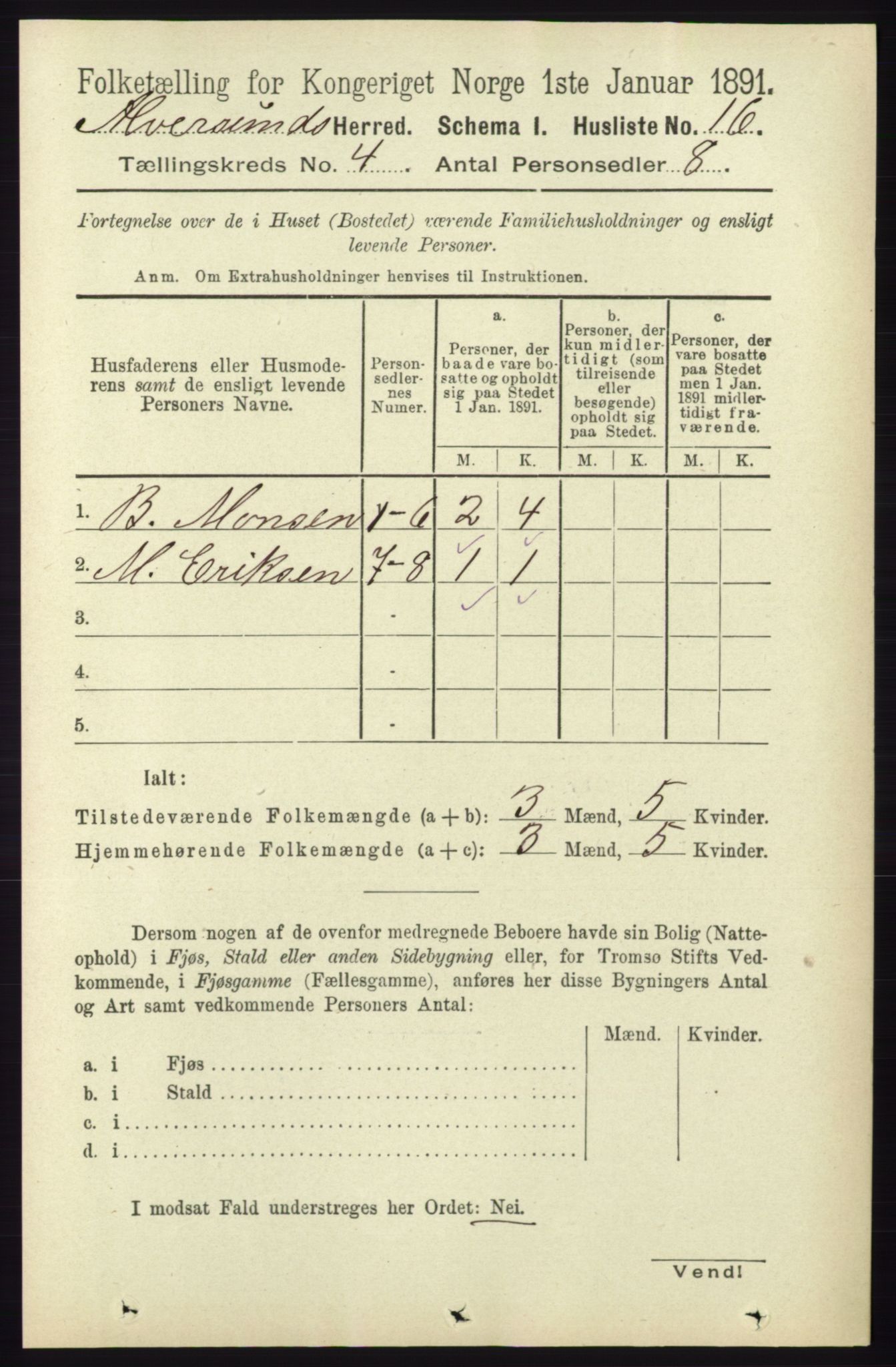 RA, 1891 census for 1257 Alversund, 1891, p. 1626