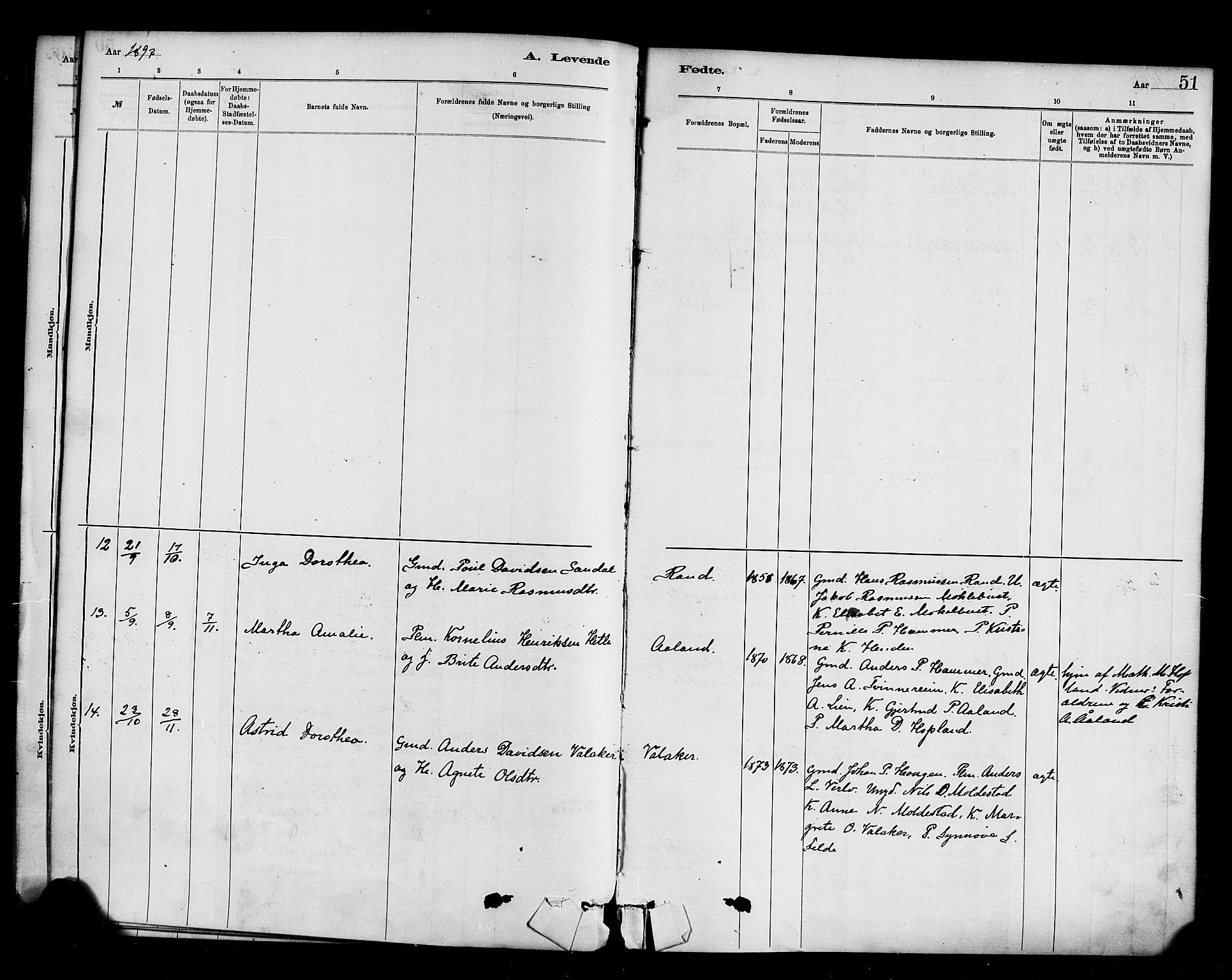 Innvik sokneprestembete, AV/SAB-A-80501: Parish register (official) no. D 1, 1879-1900, p. 51