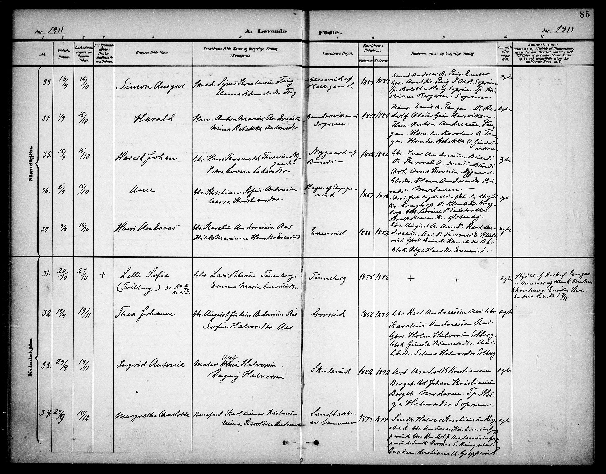 Høland prestekontor Kirkebøker, AV/SAO-A-10346a/F/Fb/L0003: Parish register (official) no. II 3, 1897-1912, p. 85