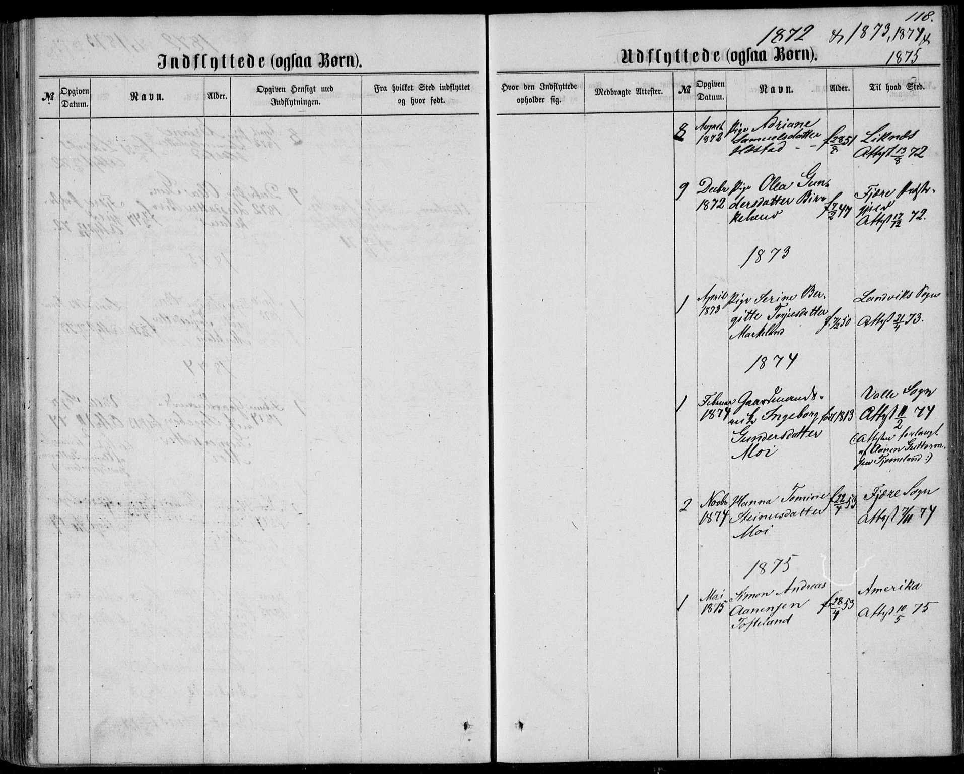 Lyngdal sokneprestkontor, SAK/1111-0029/F/Fa/Fab/L0002: Parish register (official) no. A 2, 1861-1878, p. 118