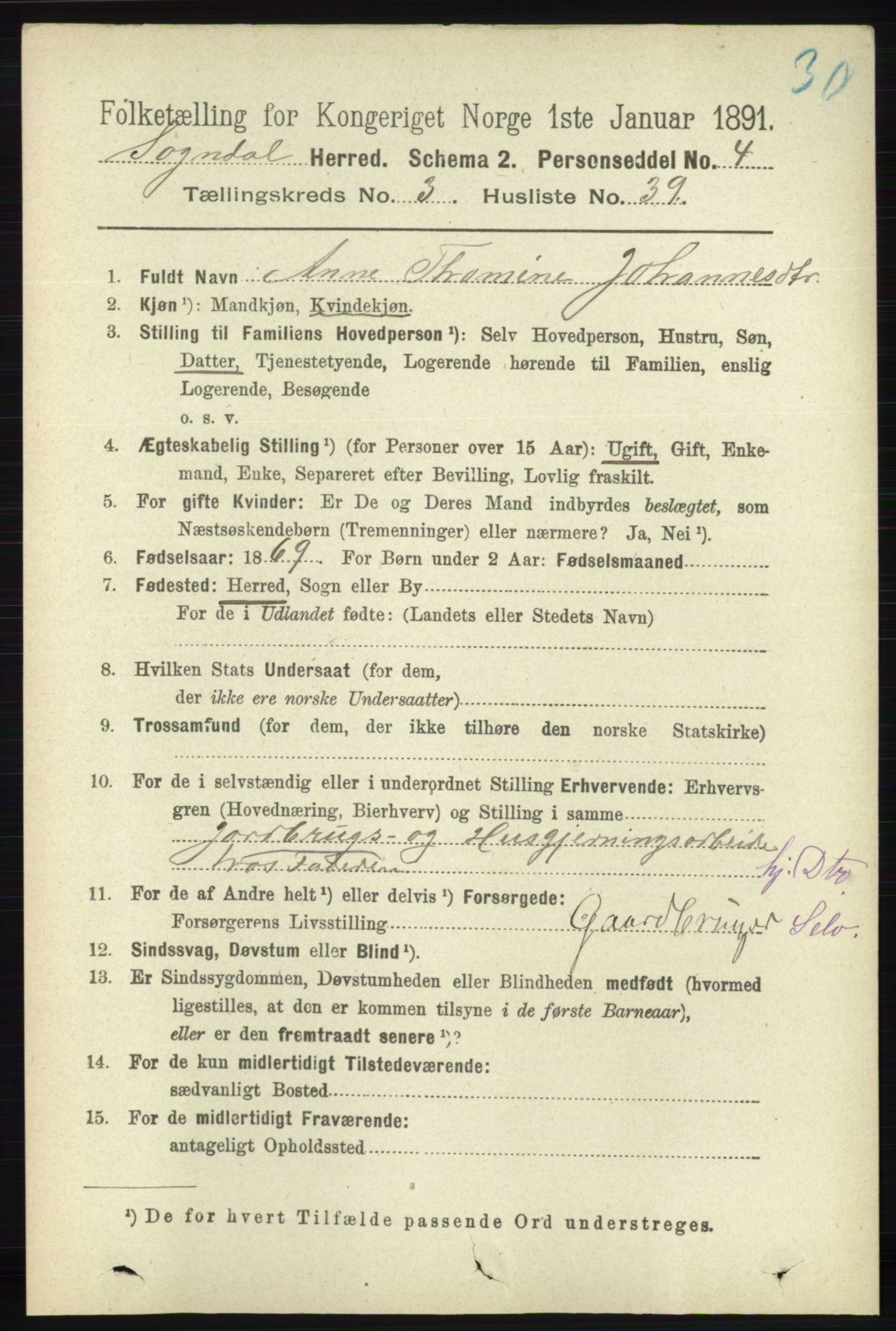 RA, 1891 census for 1111 Sokndal, 1891, p. 937