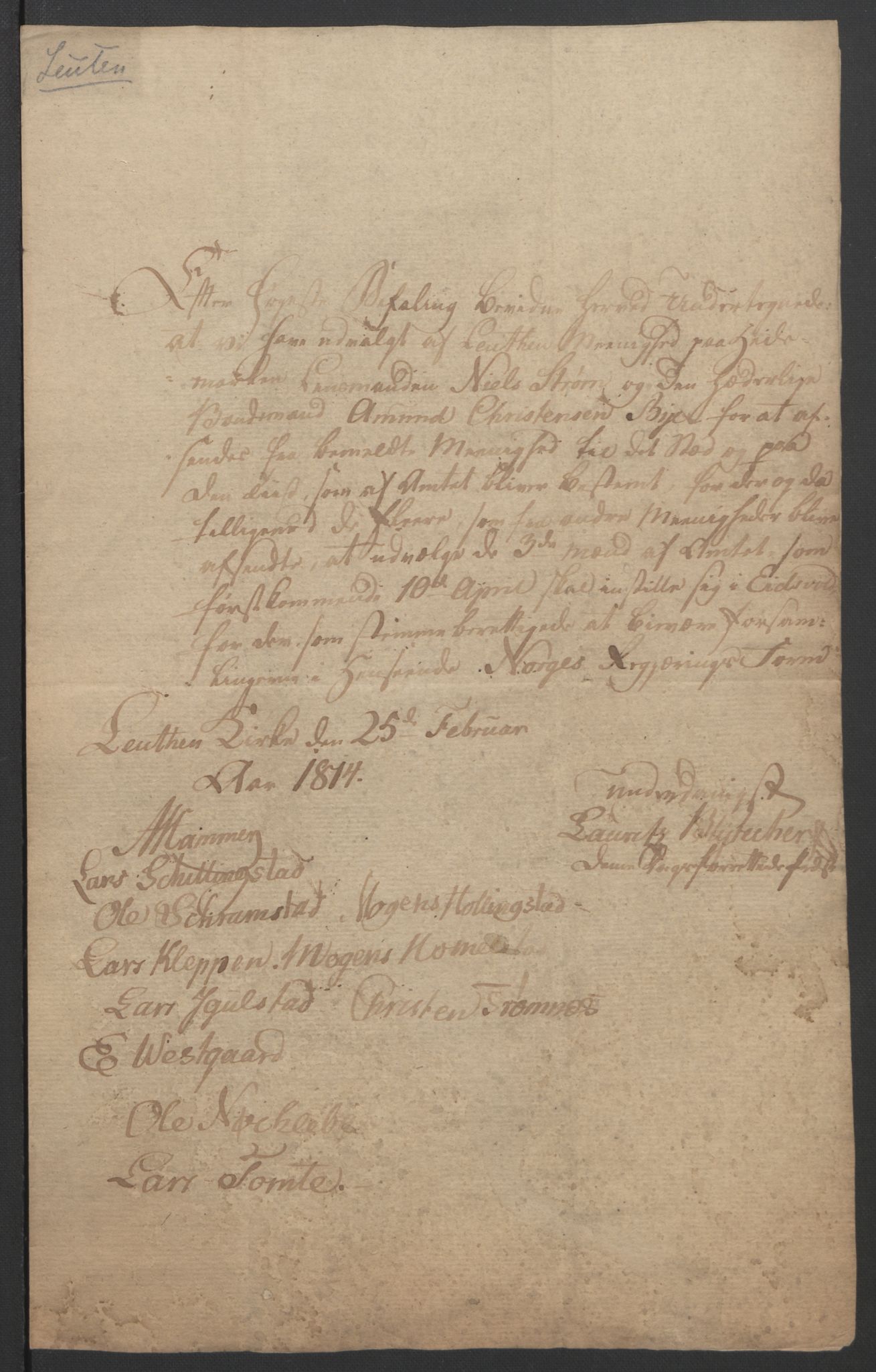 Statsrådssekretariatet, RA/S-1001/D/Db/L0007: Fullmakter for Eidsvollsrepresentantene i 1814. , 1814, p. 226
