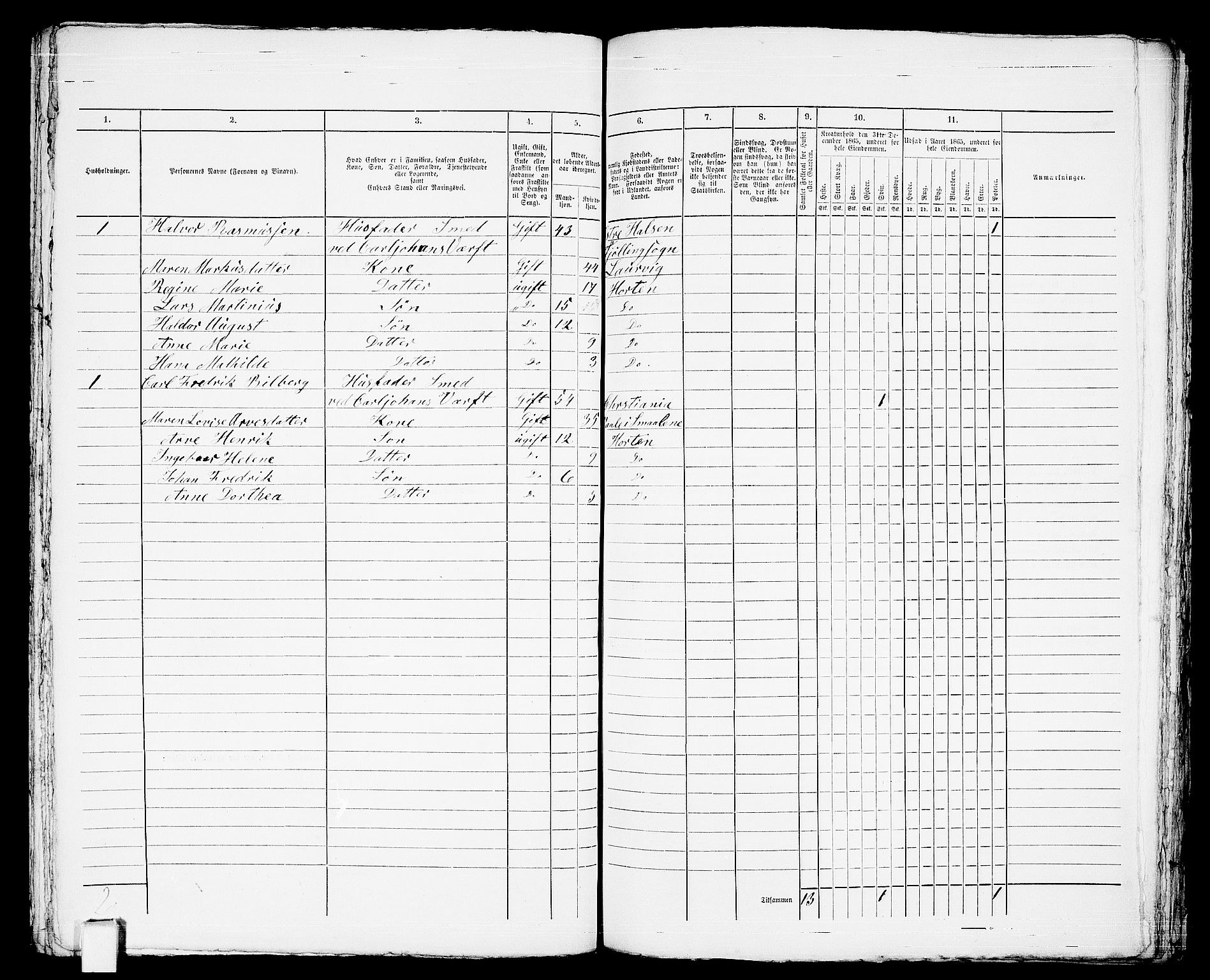 RA, 1865 census for Horten, 1865, p. 721