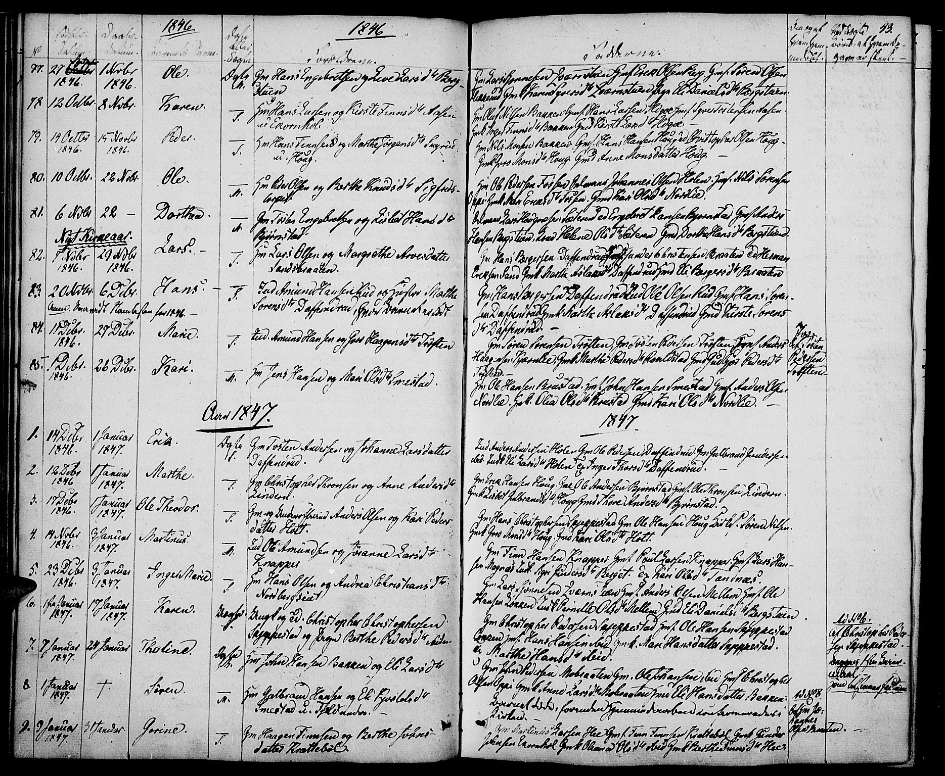 Nord-Odal prestekontor, AV/SAH-PREST-032/H/Ha/Haa/L0002: Parish register (official) no. 2, 1839-1850, p. 43