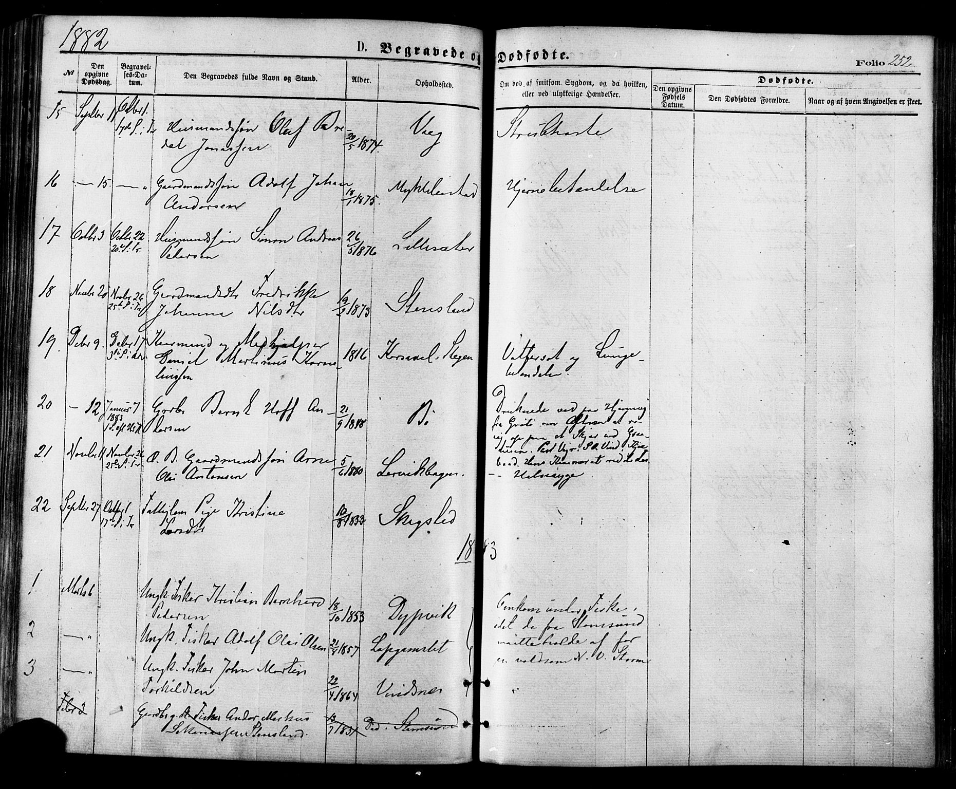 Ministerialprotokoller, klokkerbøker og fødselsregistre - Nordland, SAT/A-1459/855/L0802: Parish register (official) no. 855A10, 1875-1886, p. 252
