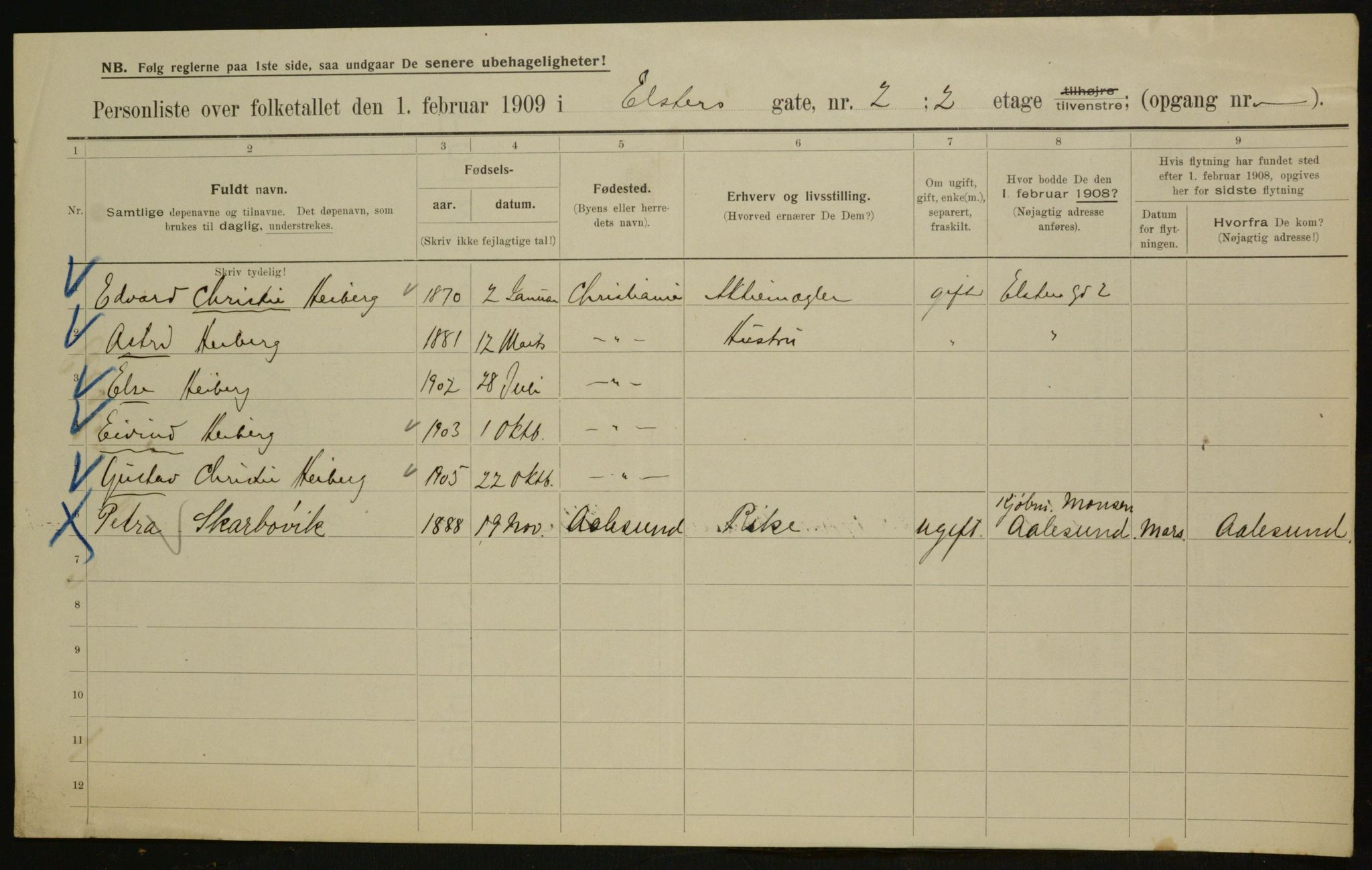 OBA, Municipal Census 1909 for Kristiania, 1909, p. 18811