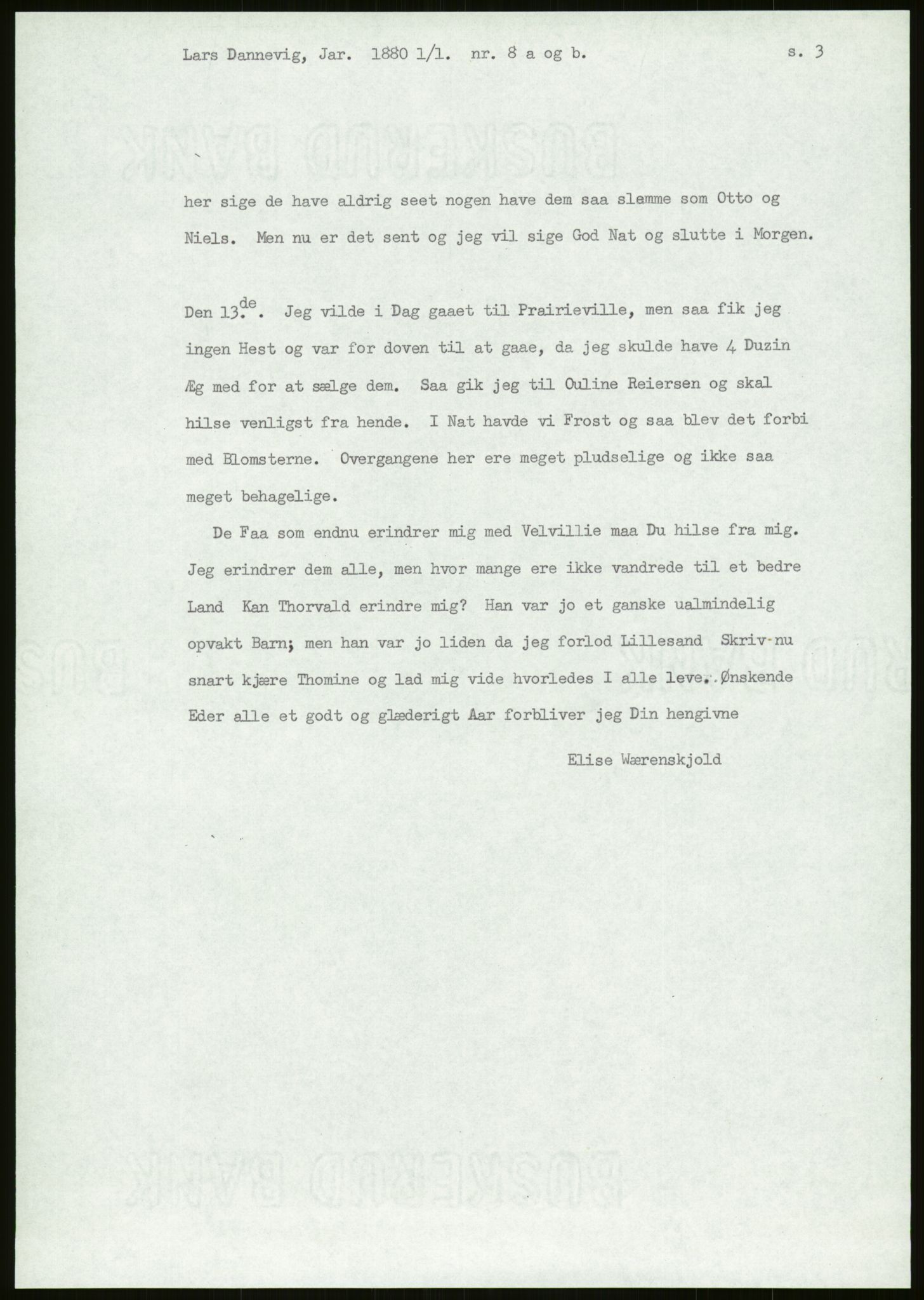 Samlinger til kildeutgivelse, Amerikabrevene, AV/RA-EA-4057/F/L0027: Innlån fra Aust-Agder: Dannevig - Valsgård, 1838-1914, p. 83