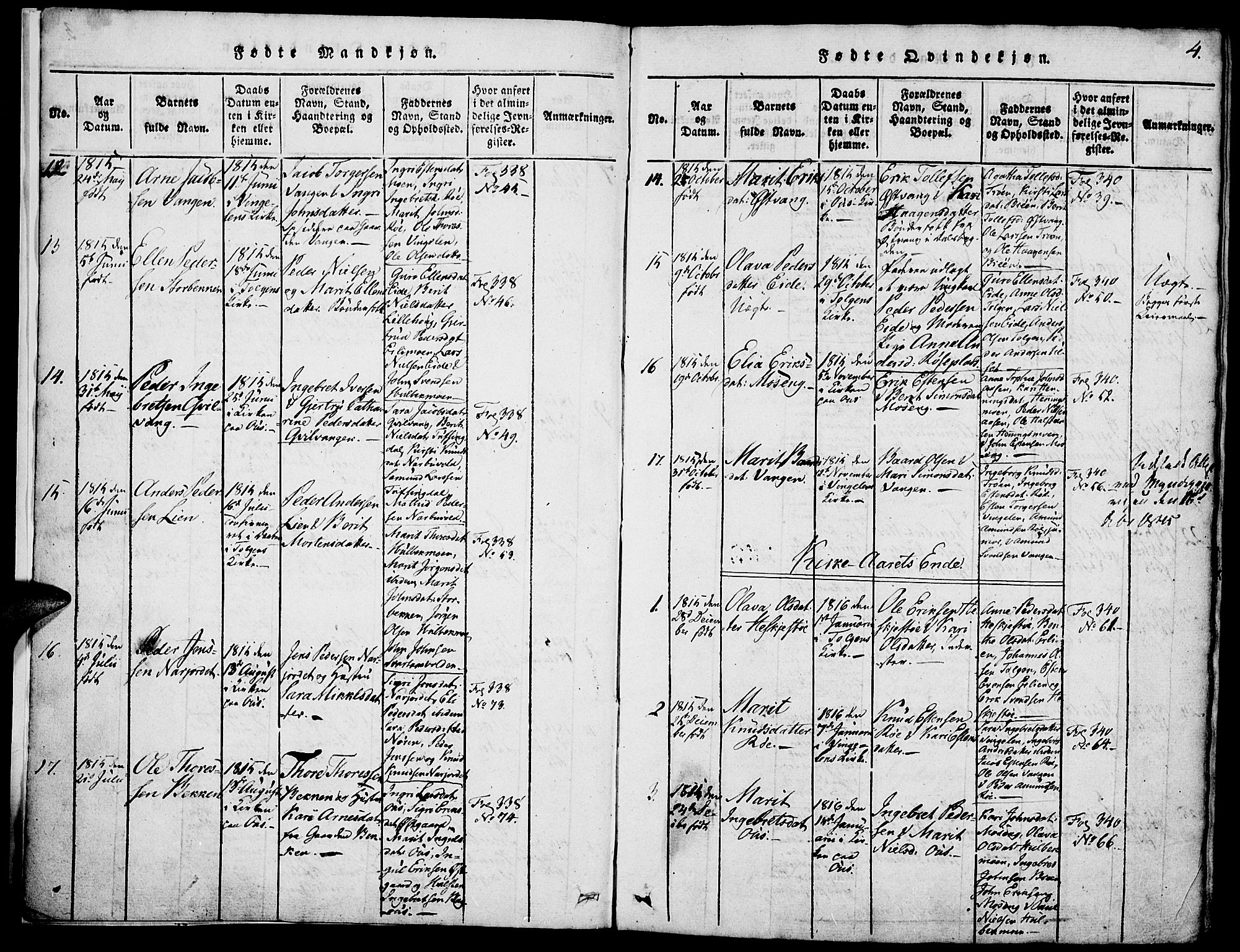 Tolga prestekontor, SAH/PREST-062/K/L0004: Parish register (official) no. 4, 1815-1836, p. 4