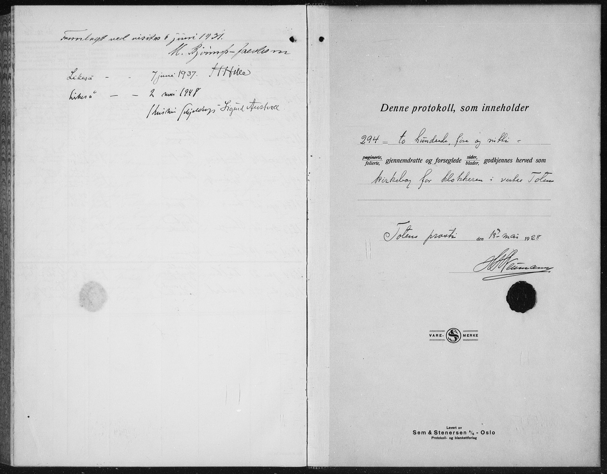 Vestre Toten prestekontor, SAH/PREST-108/H/Ha/Hab/L0018: Parish register (copy) no. 18, 1928-1941
