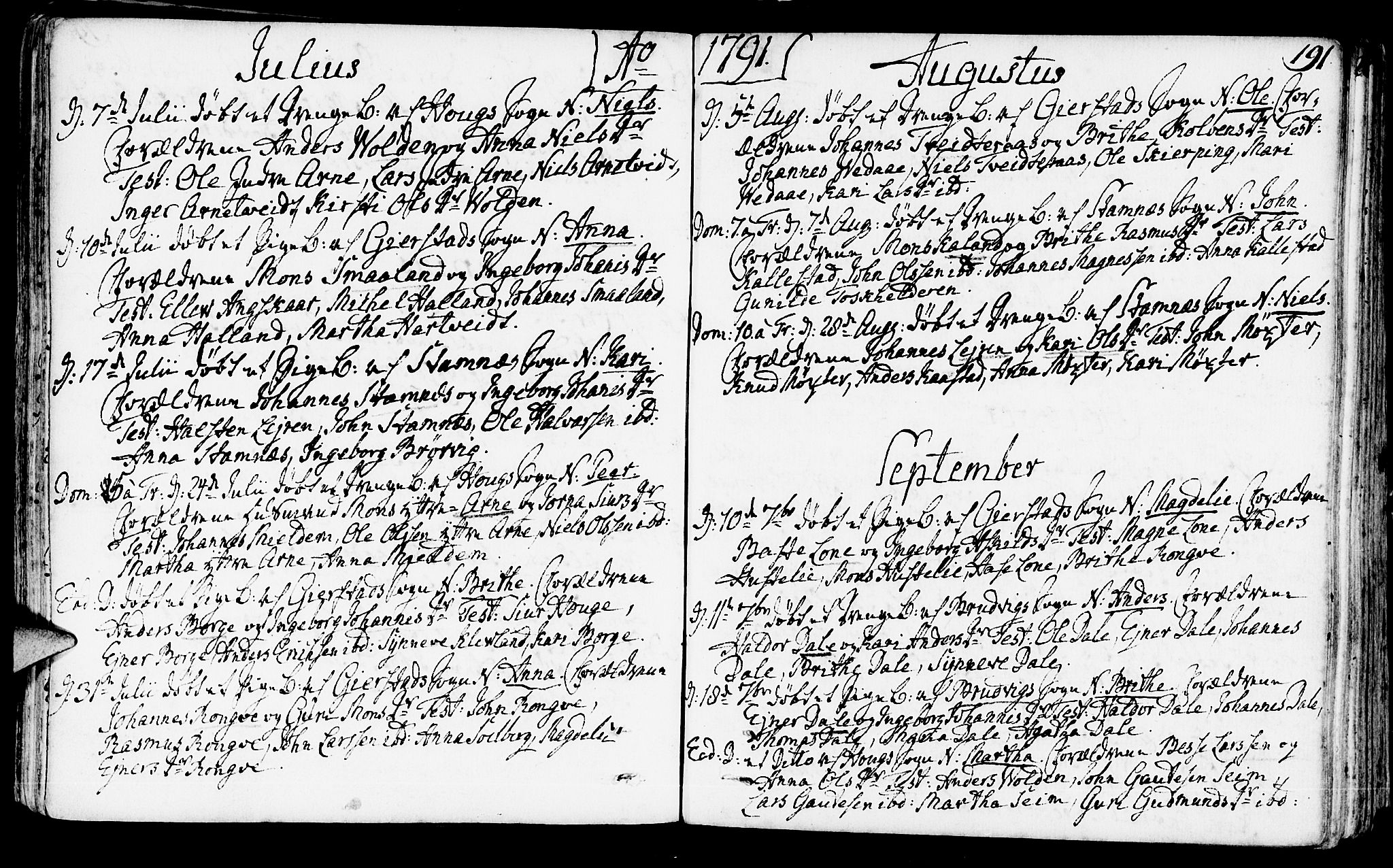 Haus sokneprestembete, AV/SAB-A-75601/H/Haa: Parish register (official) no. A 10, 1782-1796, p. 191