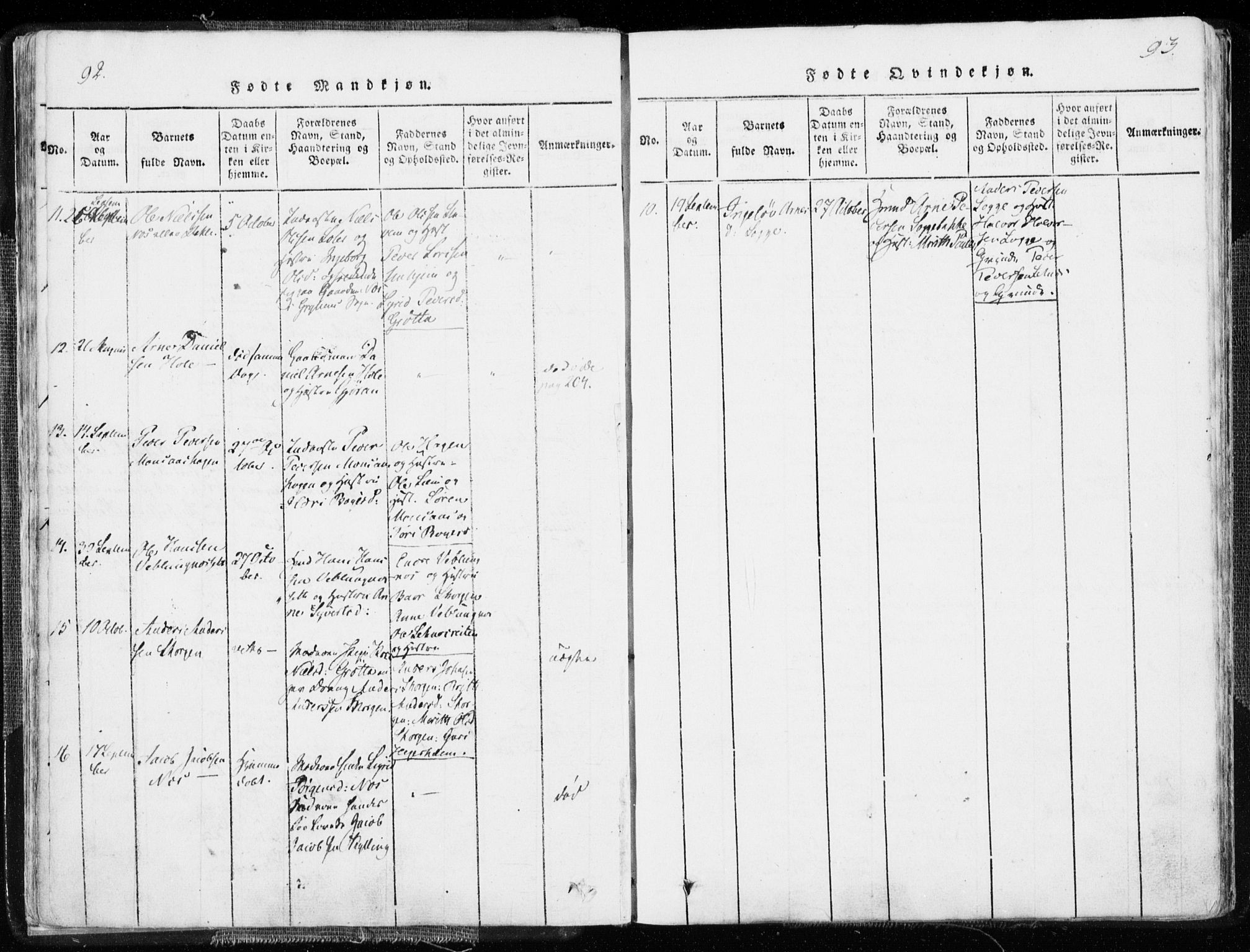 Ministerialprotokoller, klokkerbøker og fødselsregistre - Møre og Romsdal, AV/SAT-A-1454/544/L0571: Parish register (official) no. 544A04, 1818-1853, p. 92-93