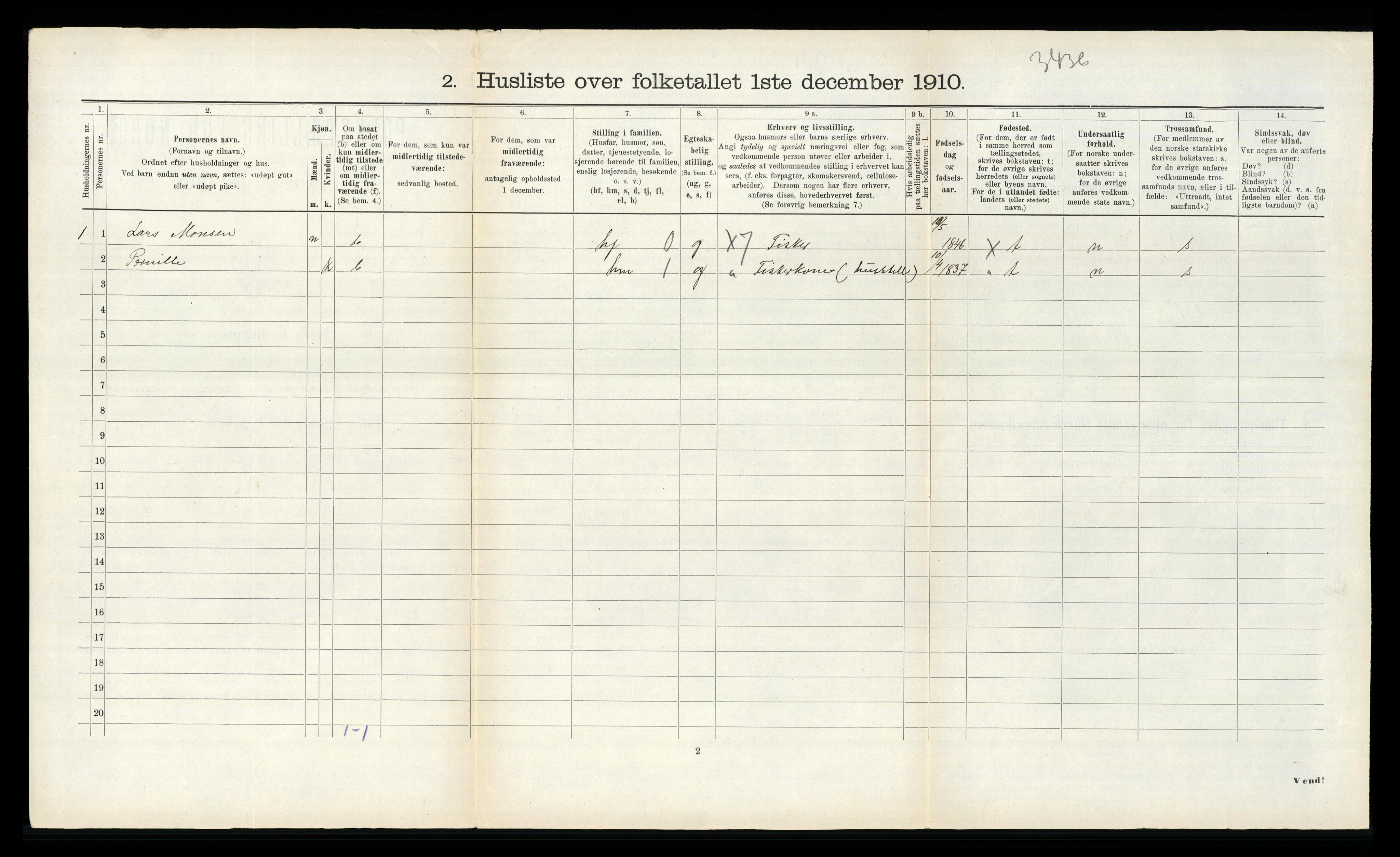 RA, 1910 census for Sør-Vågsøy, 1910, p. 393