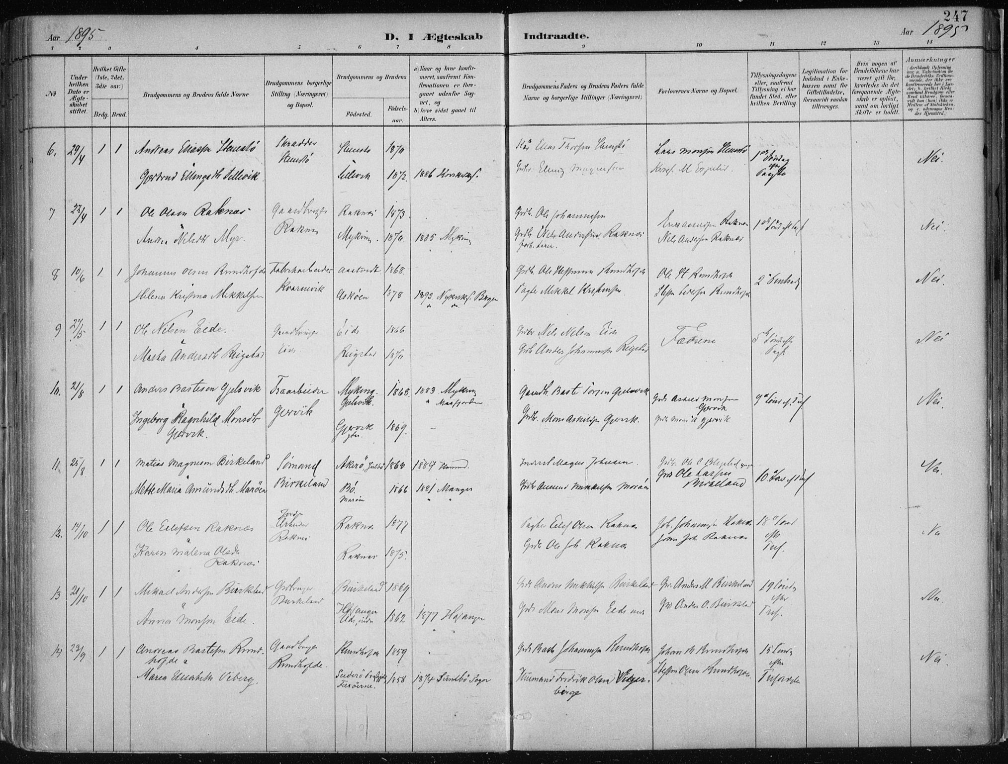 Hamre sokneprestembete, AV/SAB-A-75501/H/Ha/Haa/Haab/L0001: Parish register (official) no. B  1, 1882-1905, p. 247