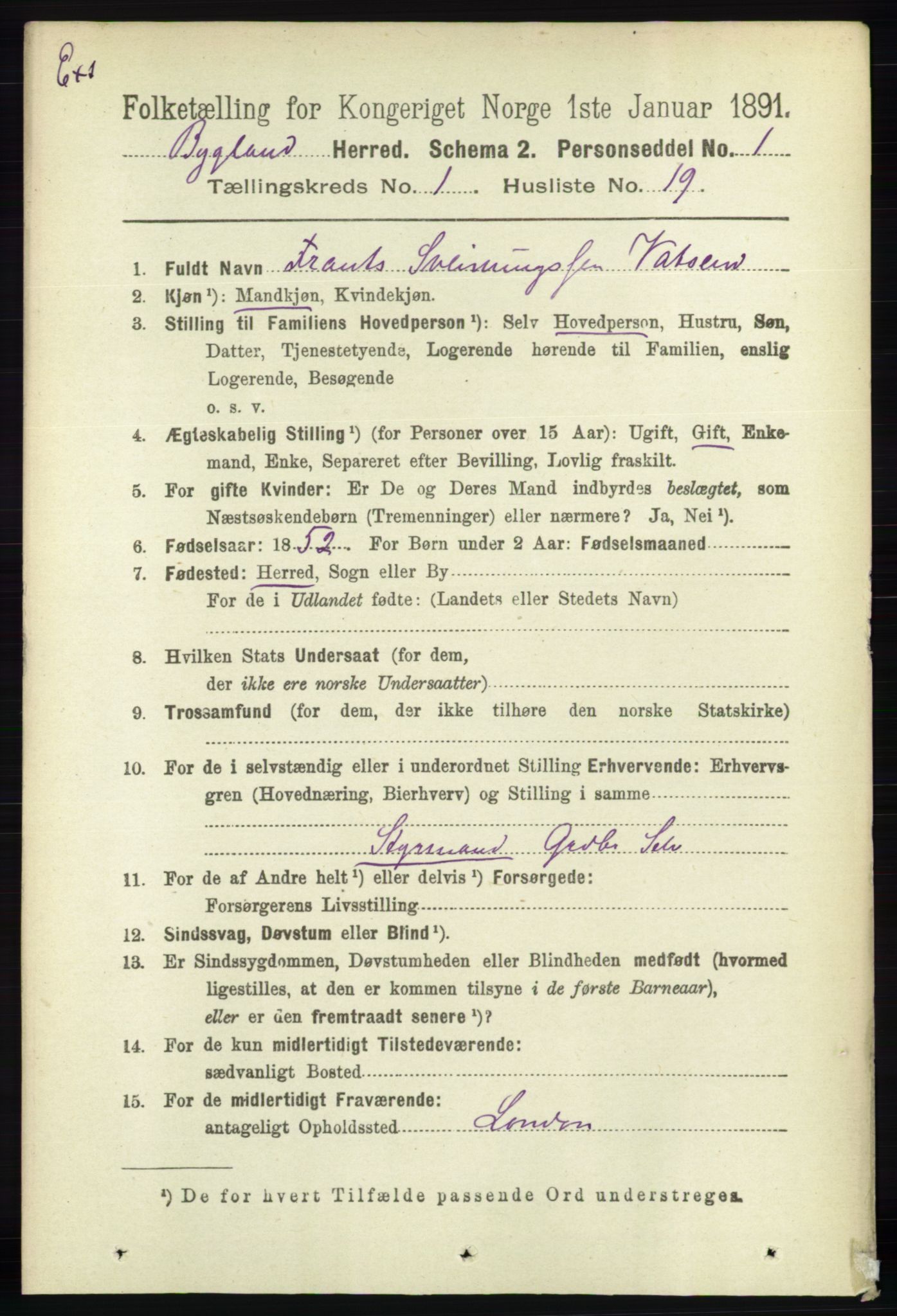 RA, Census 1891 for Nedenes amt: Gjenparter av personsedler for beslektede ektefeller, menn, 1891, p. 1014