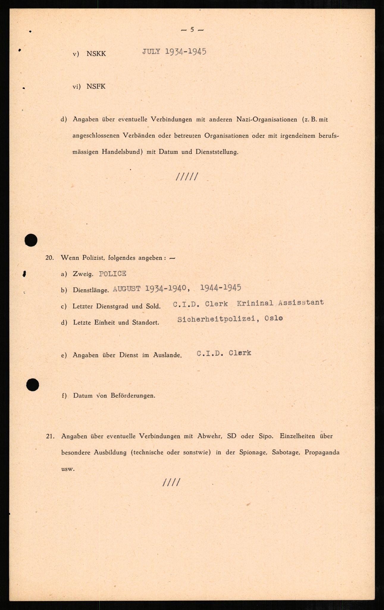 Forsvaret, Forsvarets overkommando II, AV/RA-RAFA-3915/D/Db/L0002: CI Questionaires. Tyske okkupasjonsstyrker i Norge. Tyskere., 1945-1946, p. 520