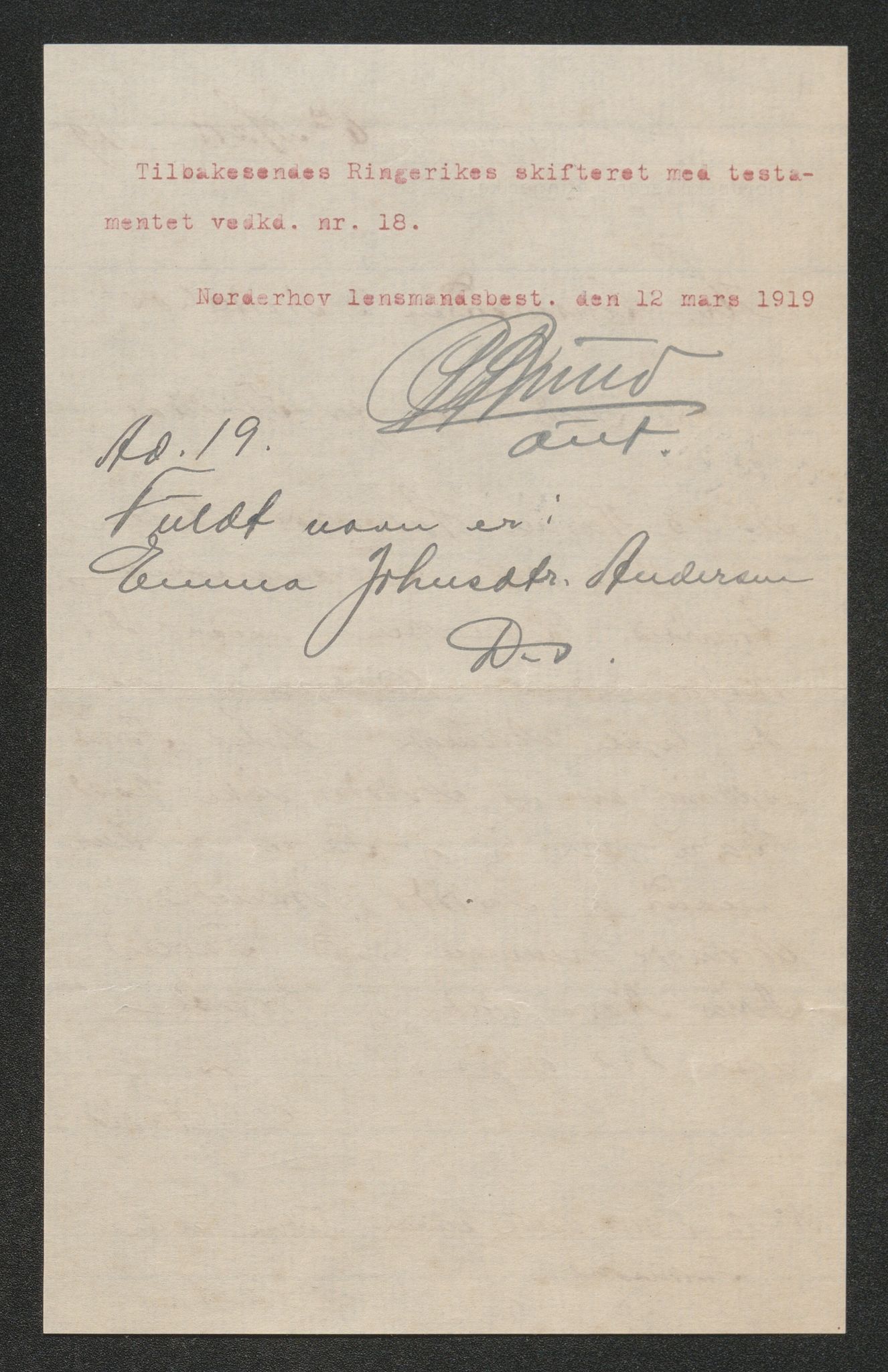 Ringerike sorenskriveri, AV/SAKO-A-105/H/Ha/Hab/L0012: Dødsfallslister Norderhov, 1909-1923