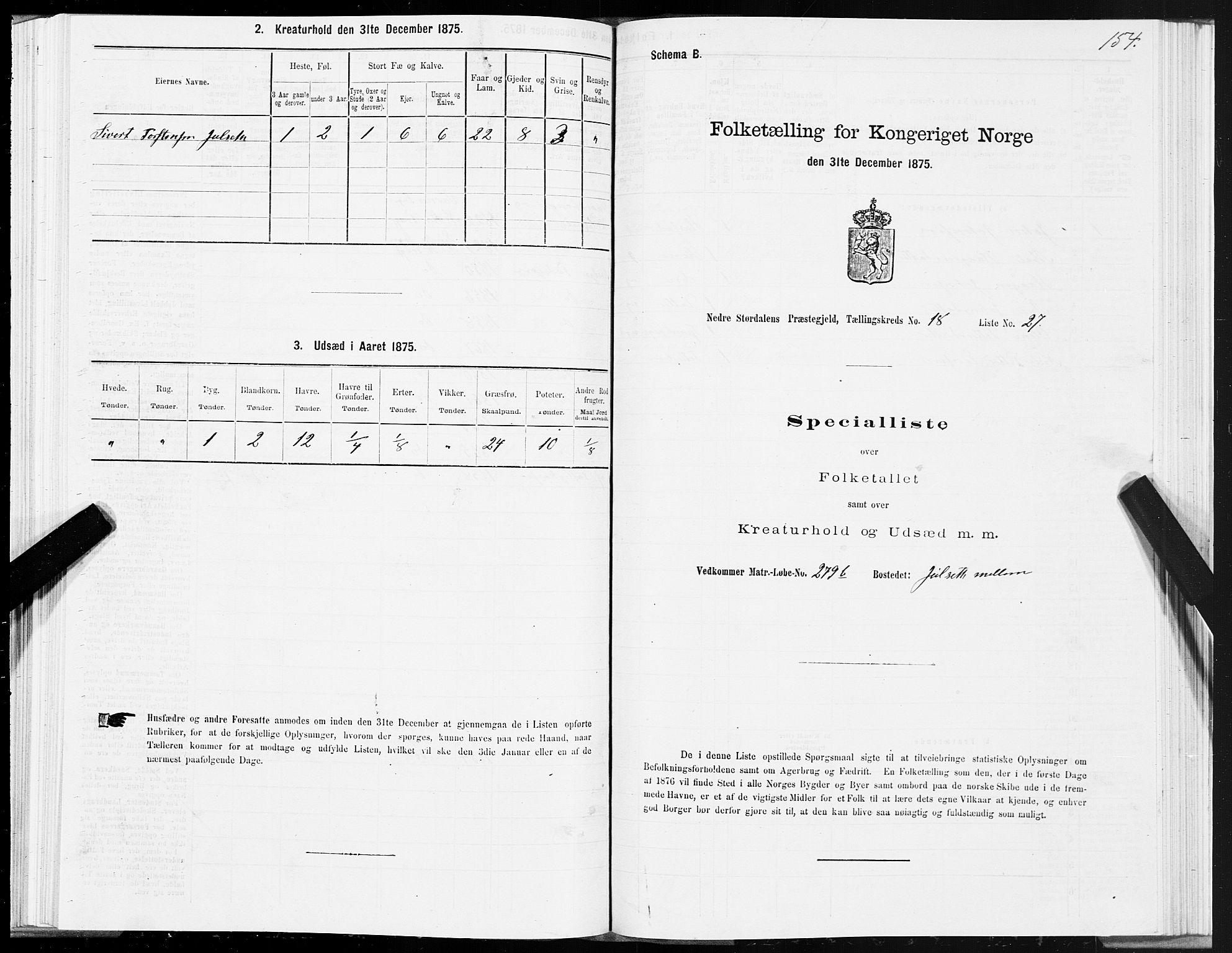 SAT, 1875 census for 1714P Nedre Stjørdal, 1875, p. 9154