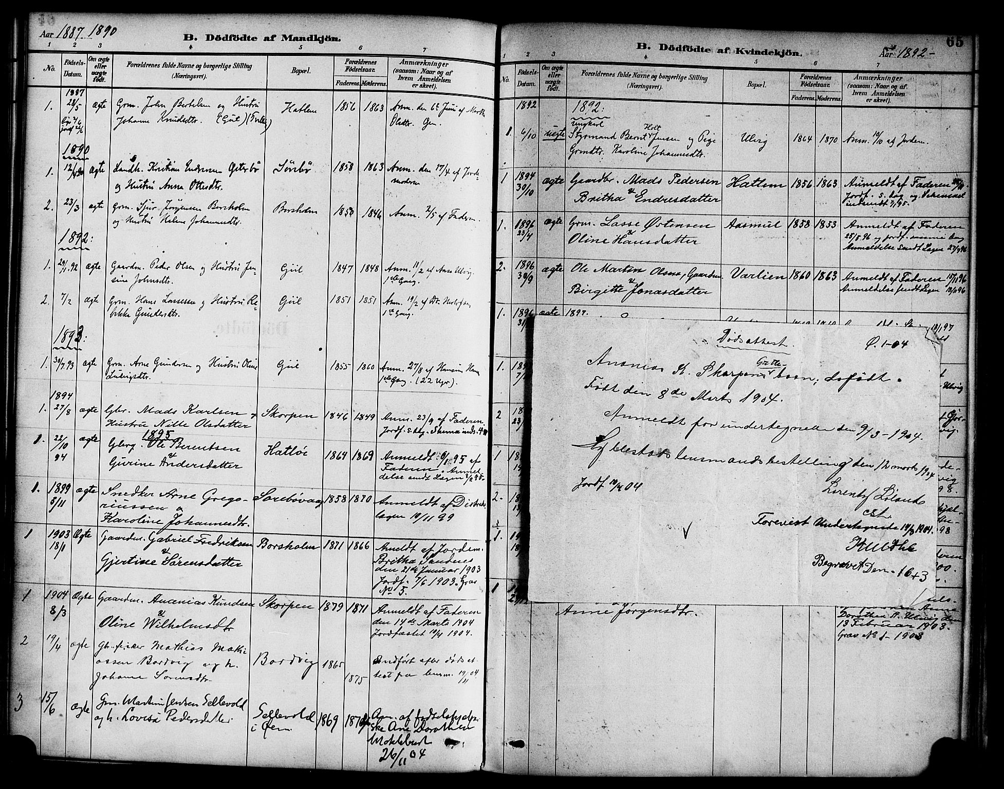 Hyllestad sokneprestembete, SAB/A-80401: Parish register (official) no. D 1, 1886-1905, p. 65