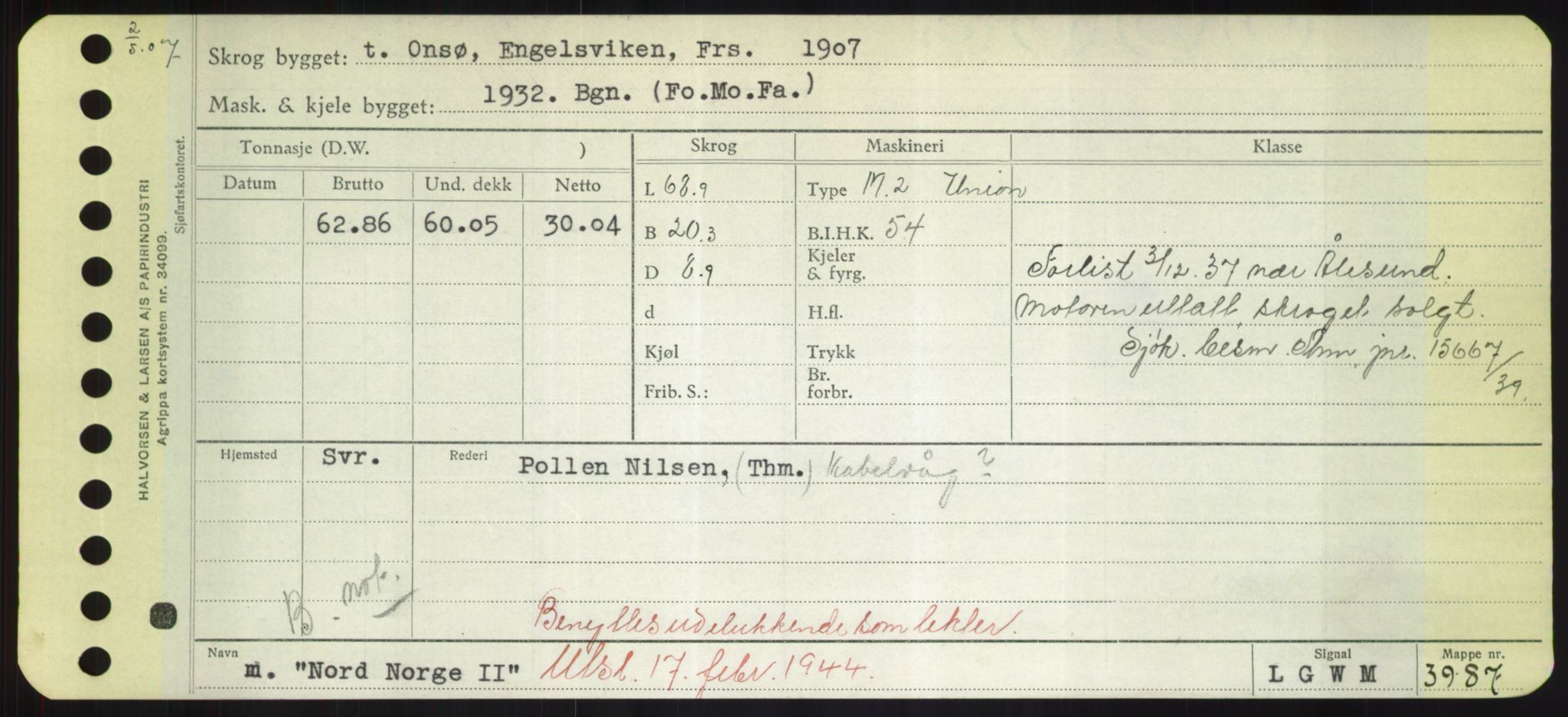 Sjøfartsdirektoratet med forløpere, Skipsmålingen, AV/RA-S-1627/H/Hd/L0026: Fartøy, N-Norhol, p. 537