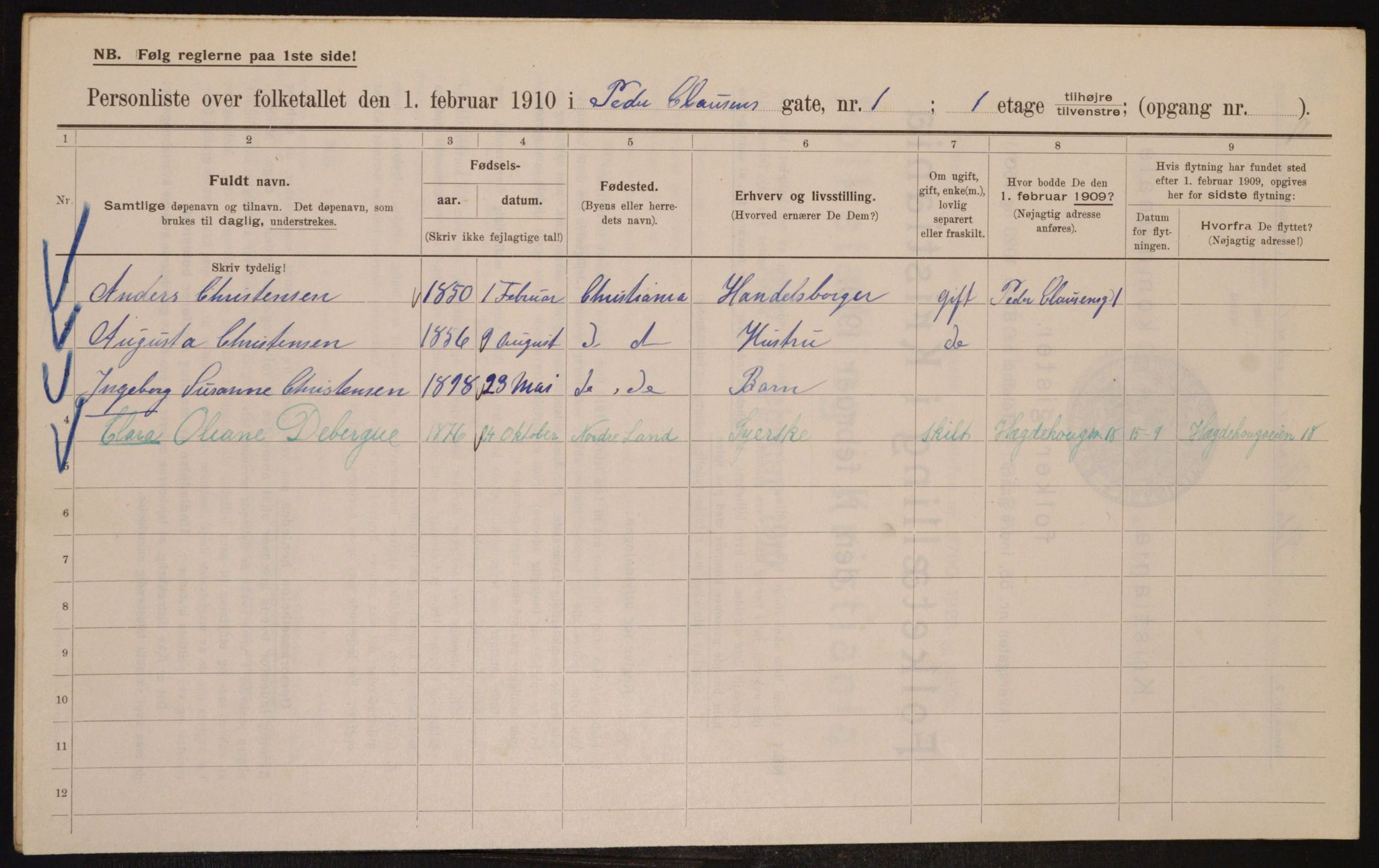 OBA, Municipal Census 1910 for Kristiania, 1910, p. 75659