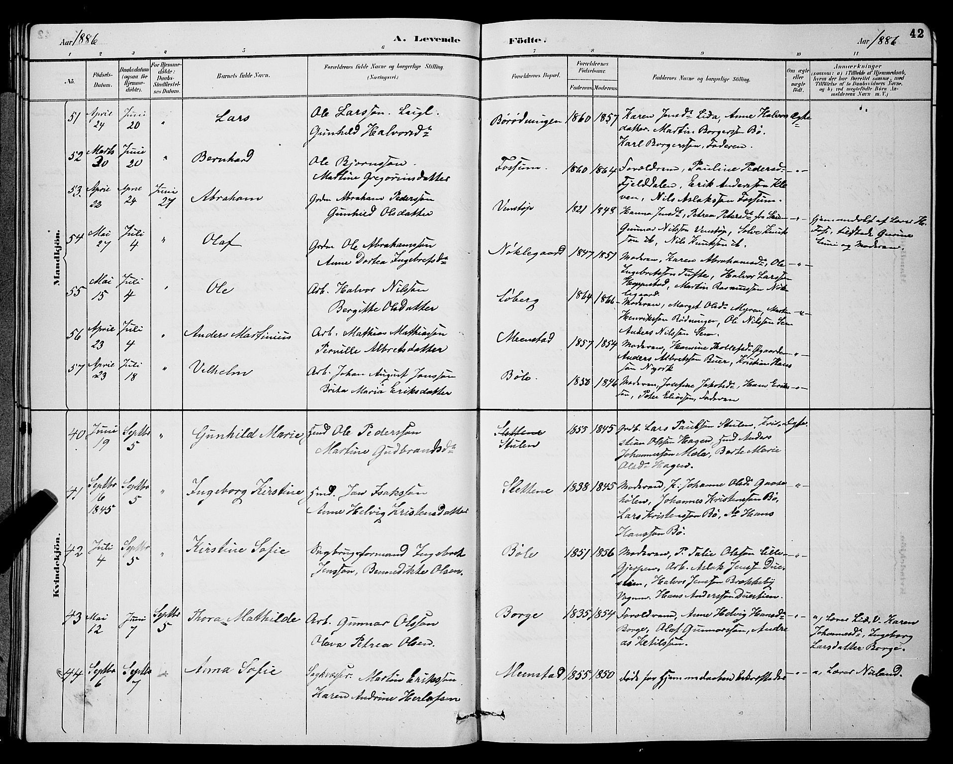 Gjerpen kirkebøker, AV/SAKO-A-265/G/Ga/L0002: Parish register (copy) no. I 2, 1883-1900, p. 42