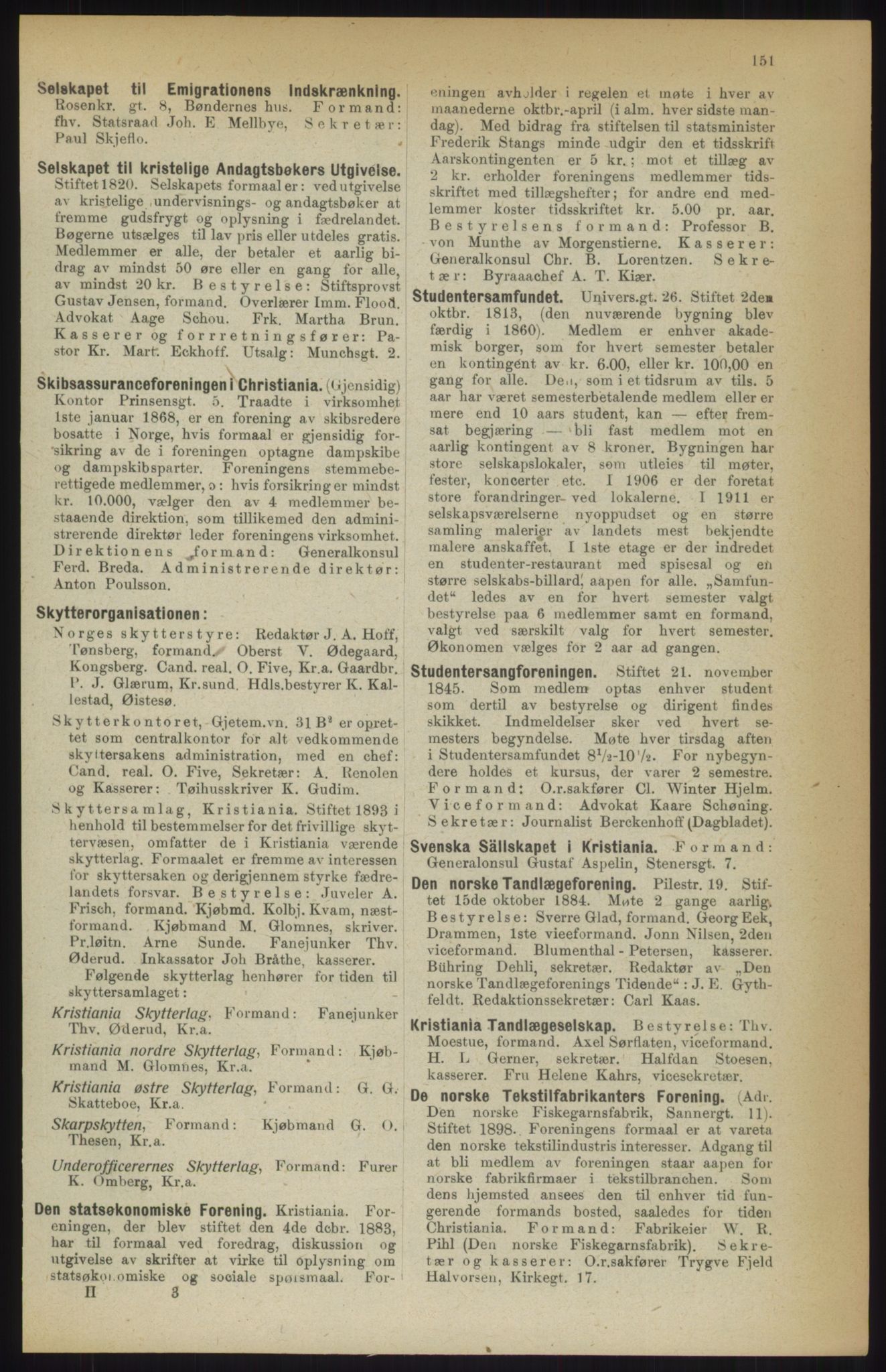 Kristiania/Oslo adressebok, PUBL/-, 1914, p. 151