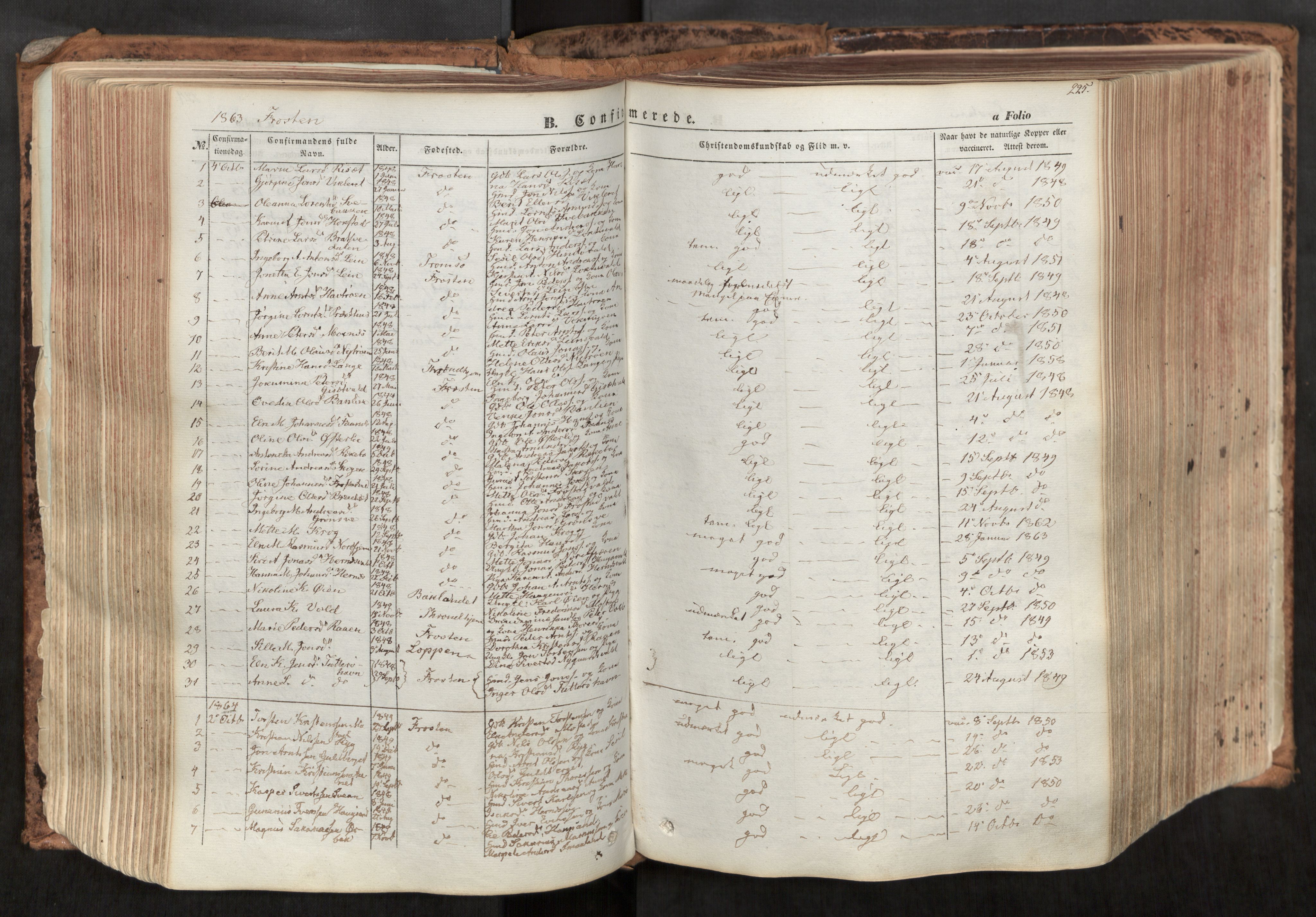 Ministerialprotokoller, klokkerbøker og fødselsregistre - Nord-Trøndelag, SAT/A-1458/713/L0116: Parish register (official) no. 713A07, 1850-1877, p. 225