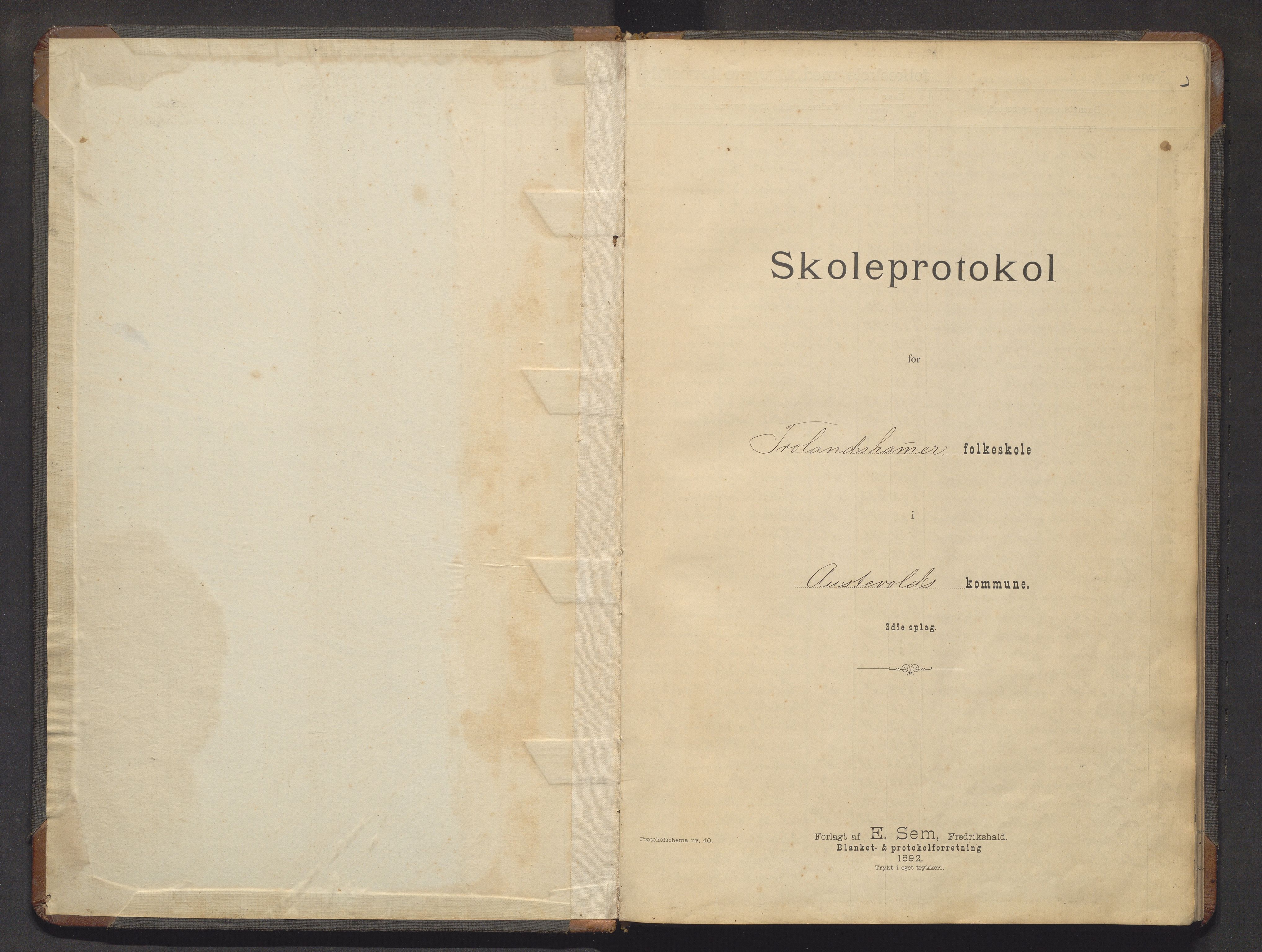 Austevoll kommune. Barneskulane, IKAH/1244-231/F/Fa/L0028: Skuleprotokoll for Trolandshamar skule, 1895-1905