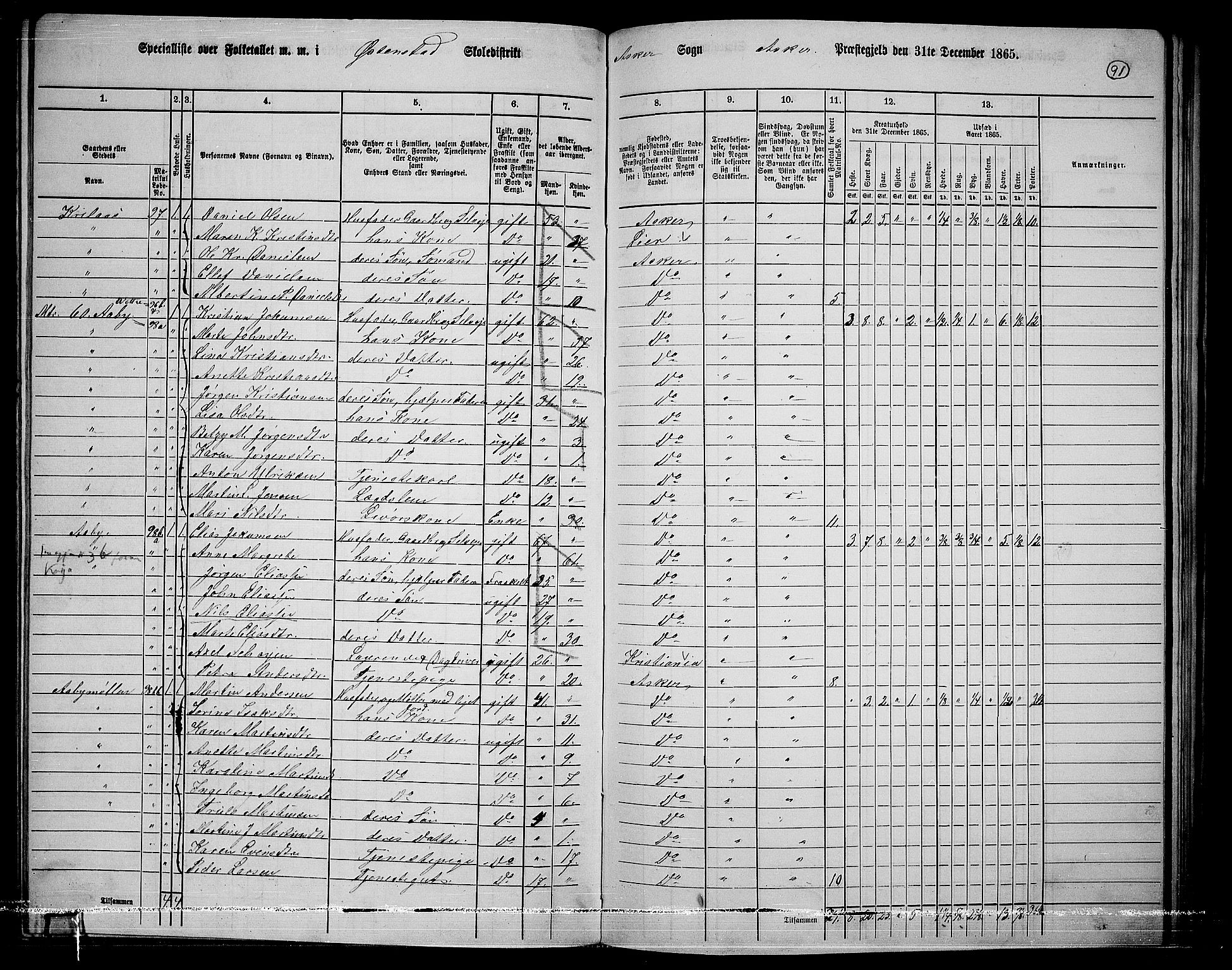 RA, 1865 census for Asker, 1865, p. 87