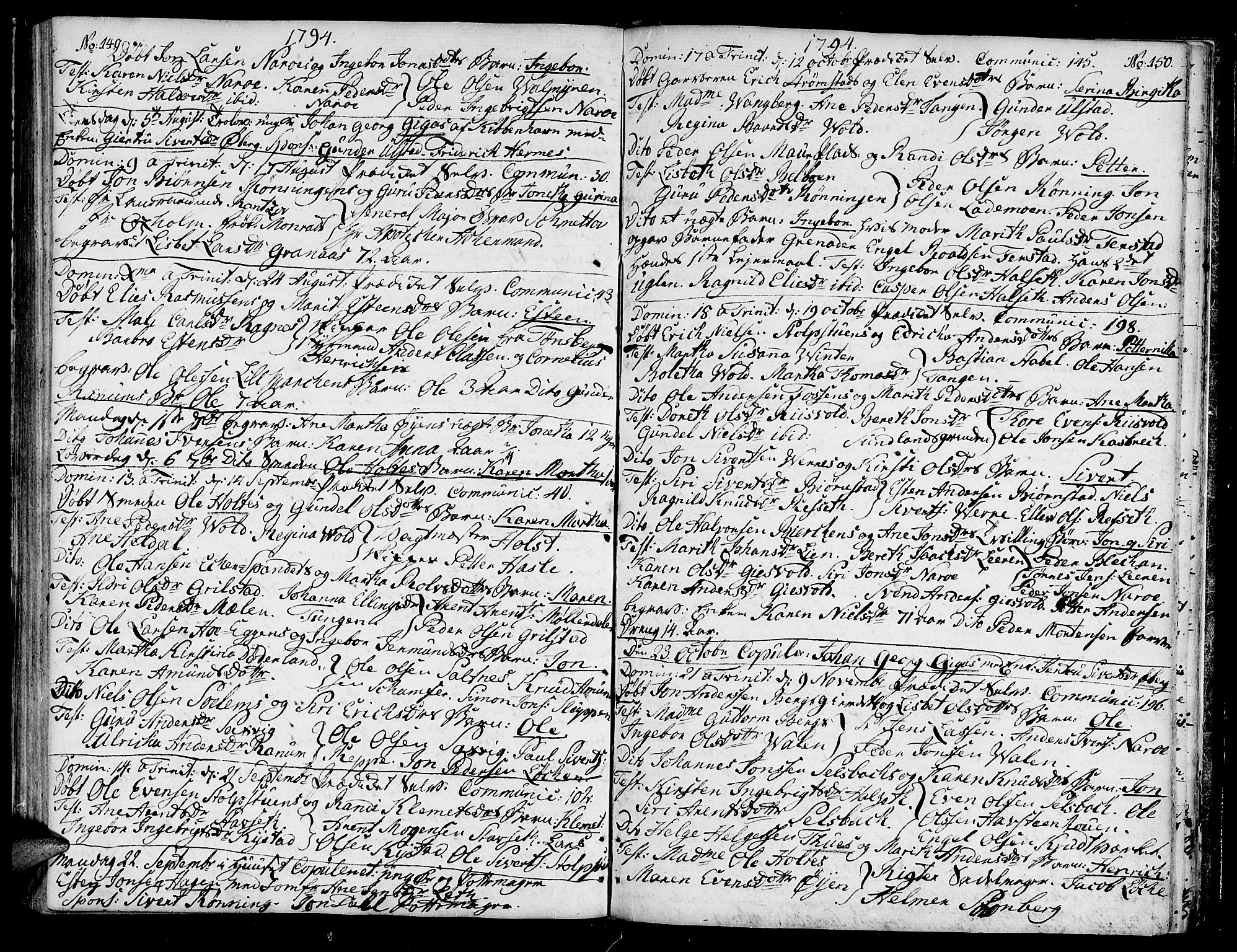 Ministerialprotokoller, klokkerbøker og fødselsregistre - Sør-Trøndelag, SAT/A-1456/604/L0180: Parish register (official) no. 604A01, 1780-1797, p. 149-150