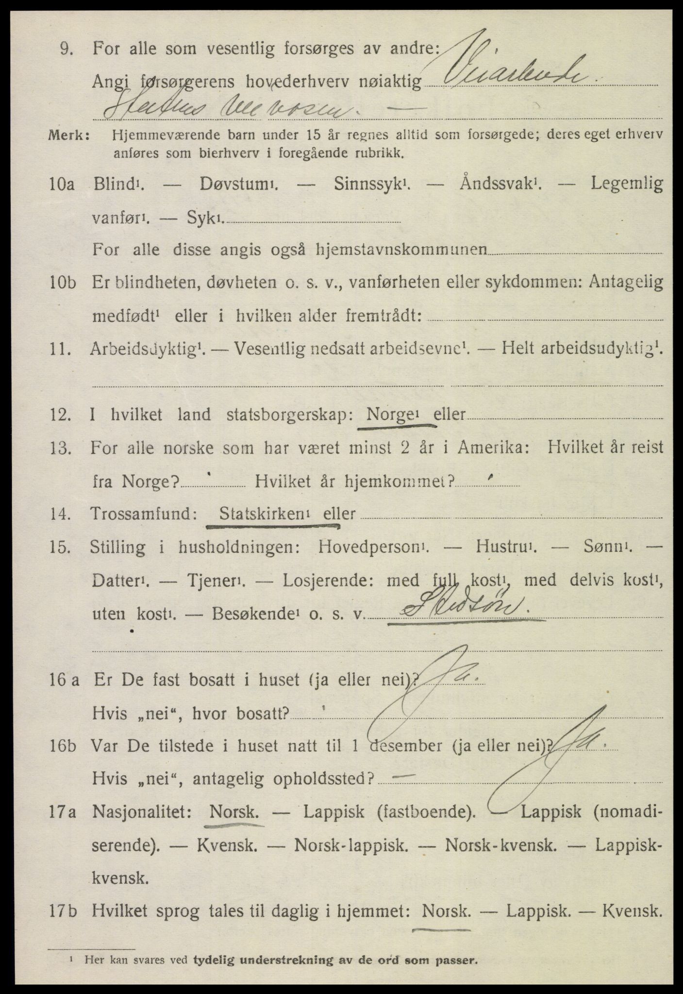 SAT, 1920 census for Leksvik, 1920, p. 2885