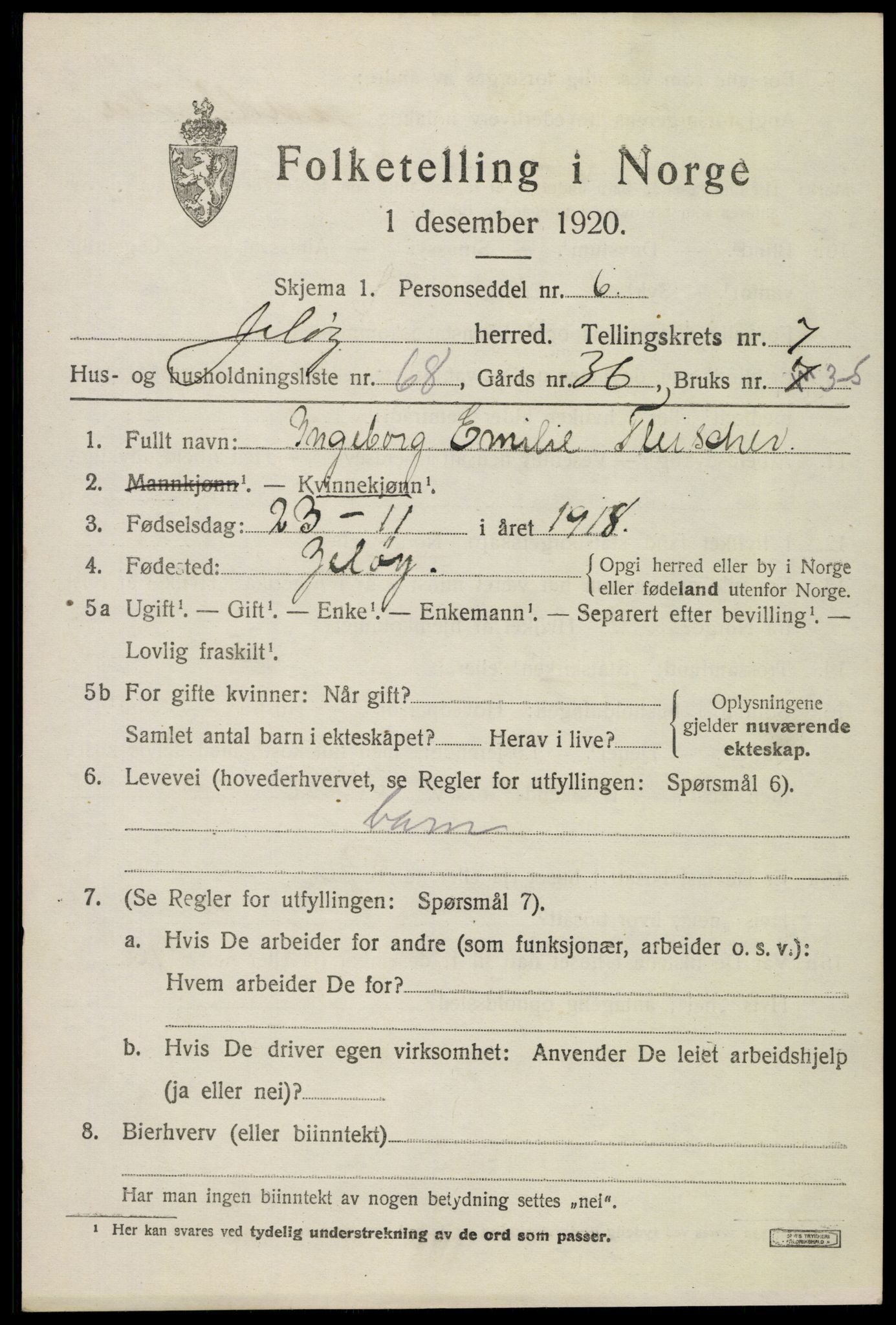 SAO, 1920 census for Moss land district, 1920, p. 8631