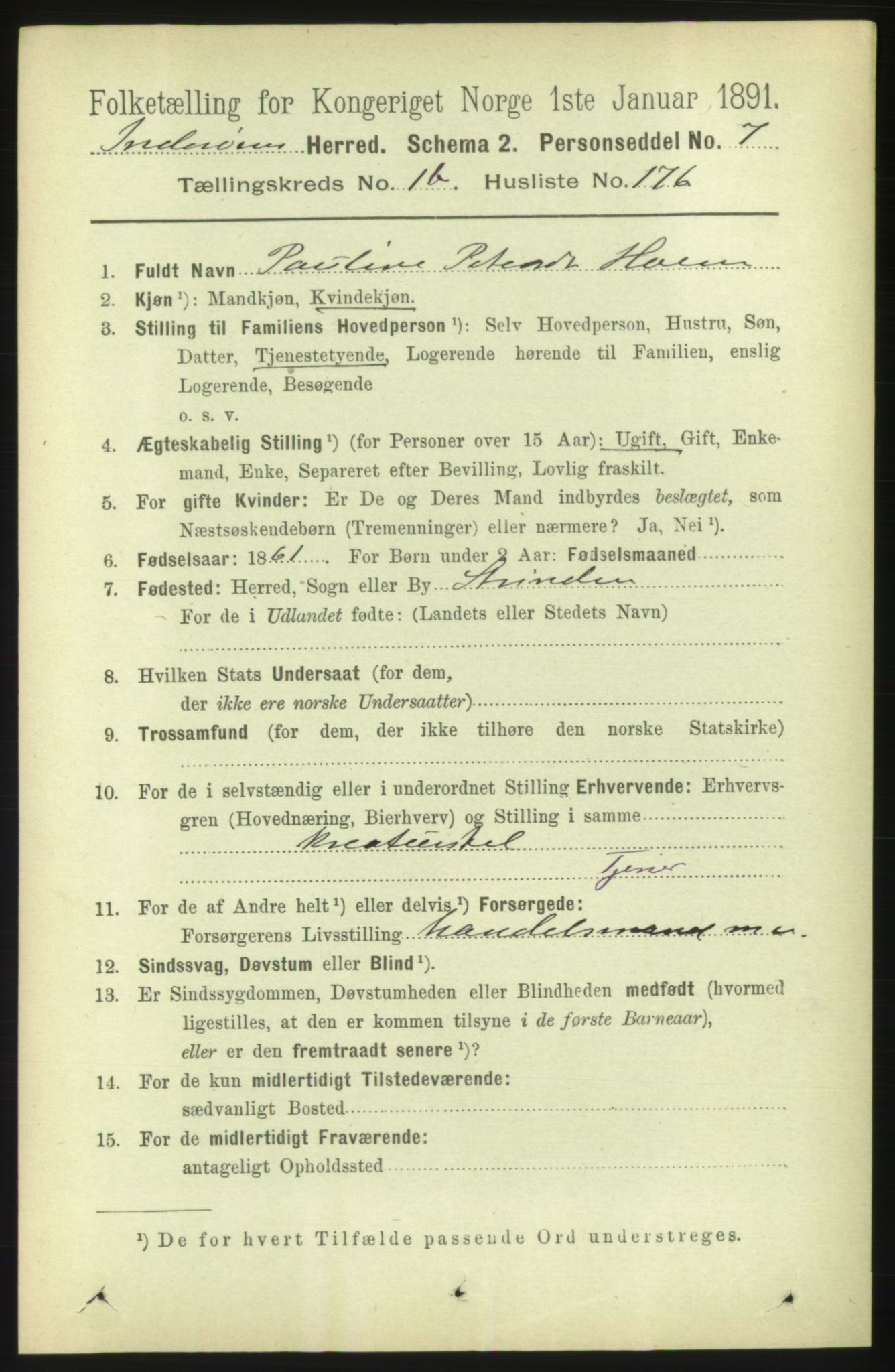 RA, 1891 census for 1729 Inderøy, 1891, p. 1169