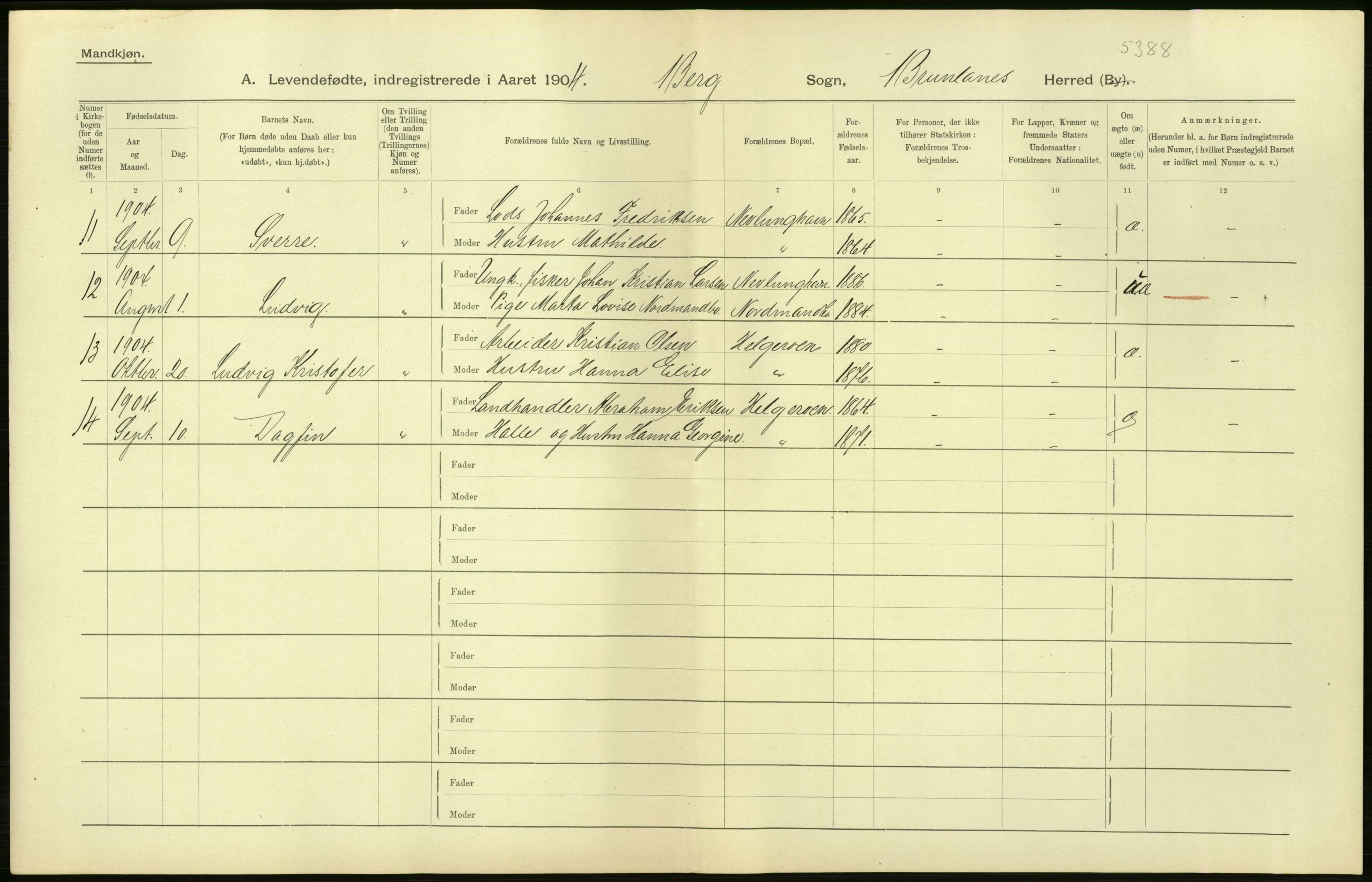 Statistisk sentralbyrå, Sosiodemografiske emner, Befolkning, AV/RA-S-2228/D/Df/Dfa/Dfab/L0008: Jarlsberg og Larvig amt: Fødte, gifte, døde, 1904, p. 34