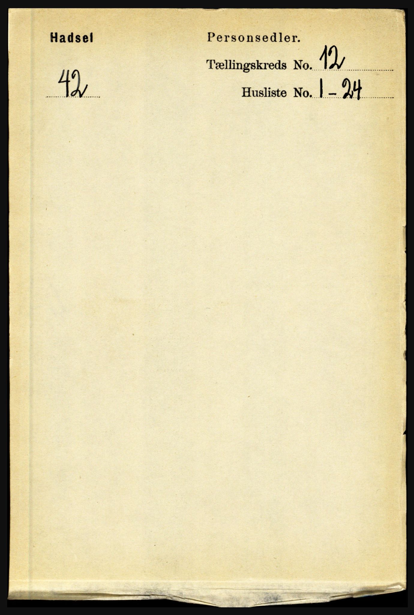 RA, 1891 census for 1866 Hadsel, 1891, p. 5292