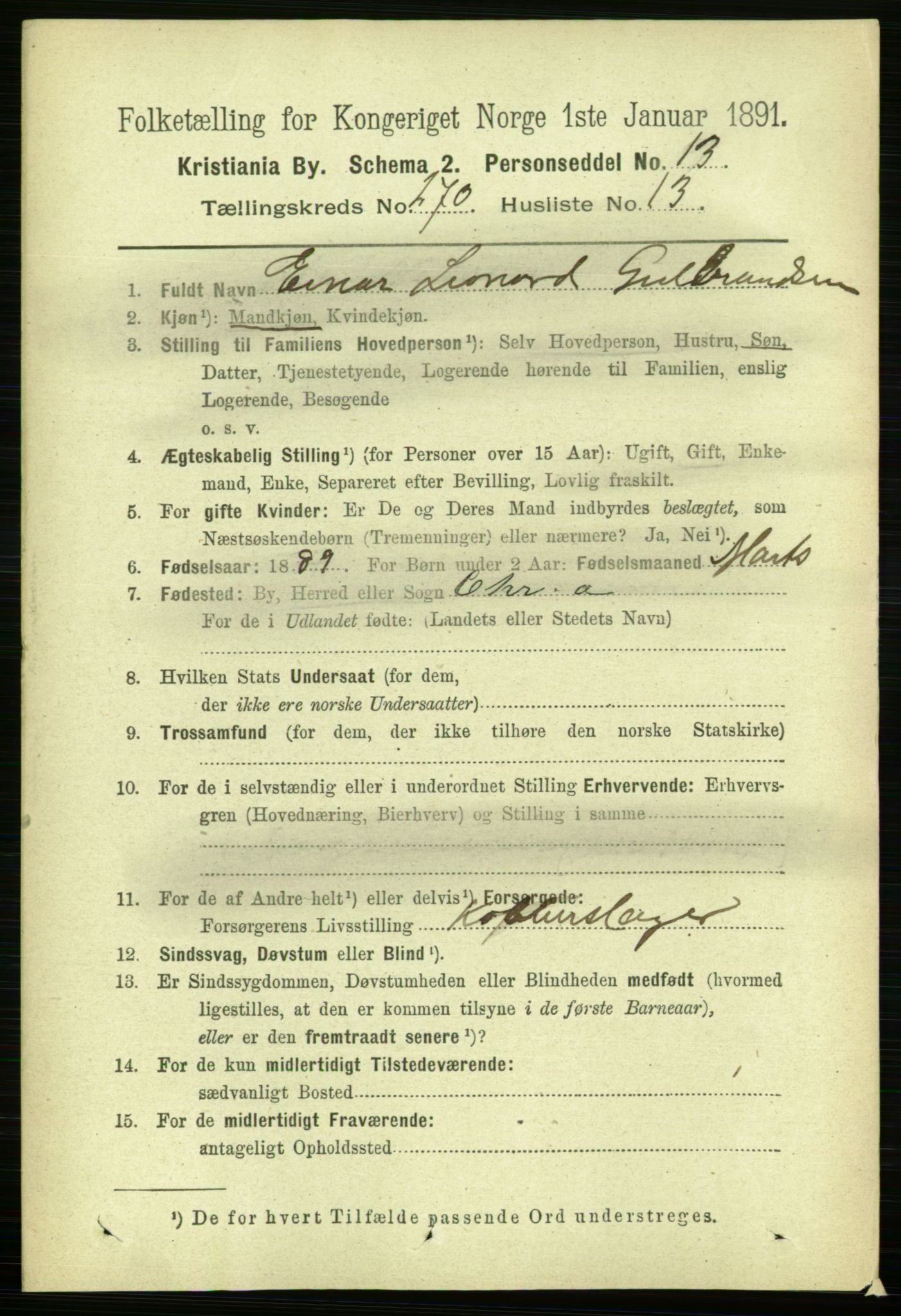 RA, 1891 census for 0301 Kristiania, 1891, p. 164281