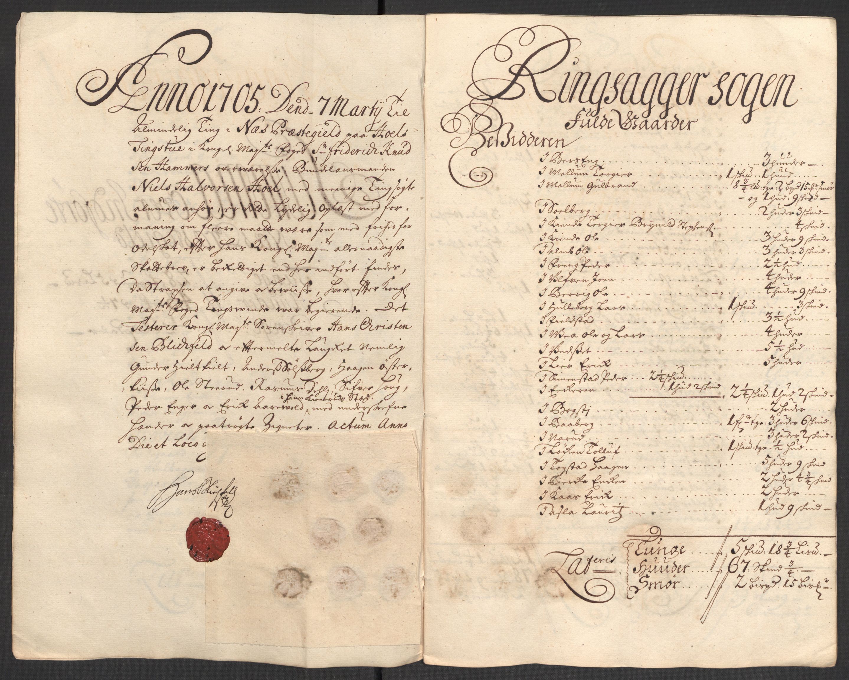 Rentekammeret inntil 1814, Reviderte regnskaper, Fogderegnskap, AV/RA-EA-4092/R16/L1042: Fogderegnskap Hedmark, 1705, p. 131