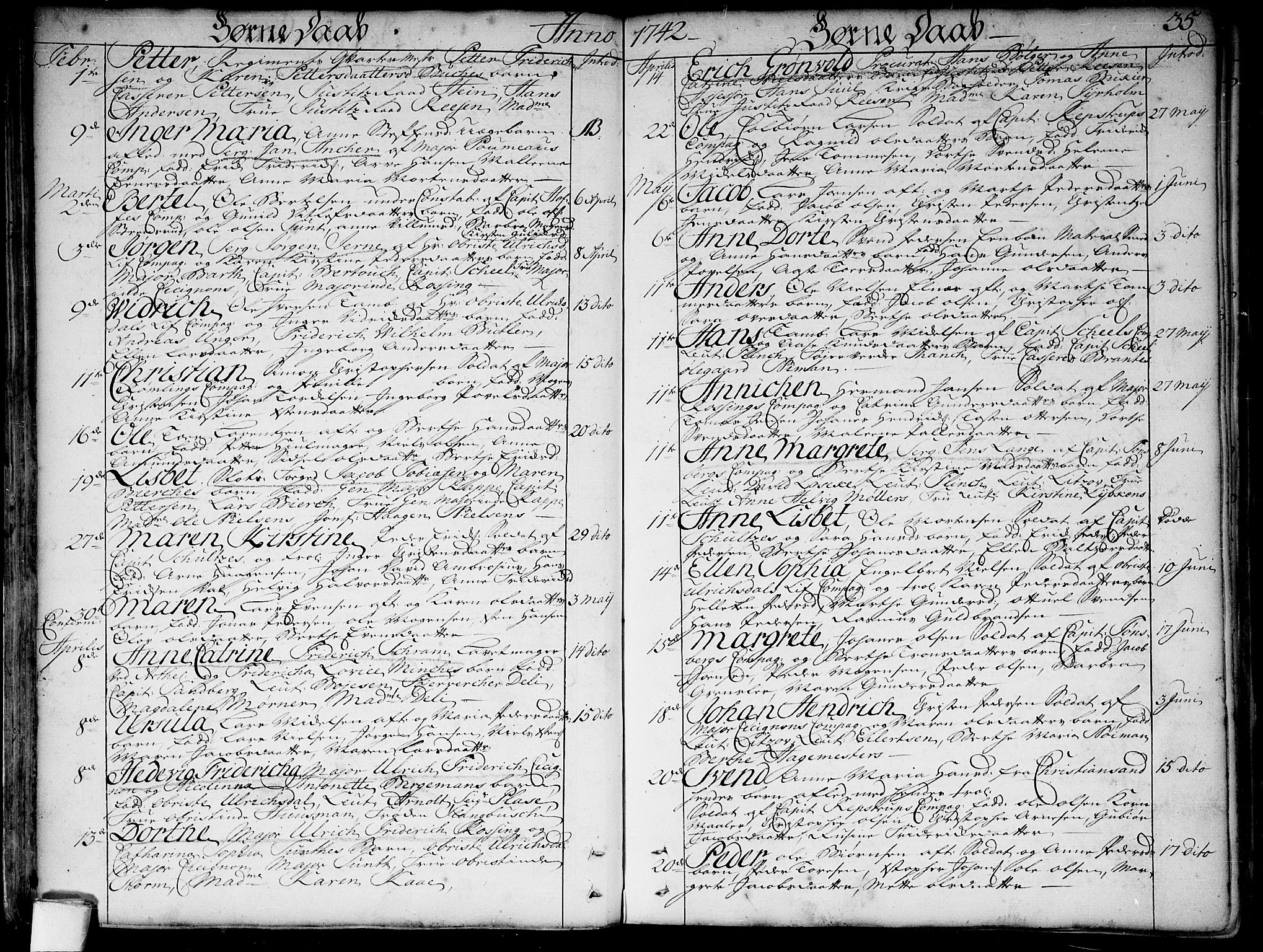Garnisonsmenigheten Kirkebøker, SAO/A-10846/F/Fa/L0001: Parish register (official) no. 1, 1734-1756, p. 35