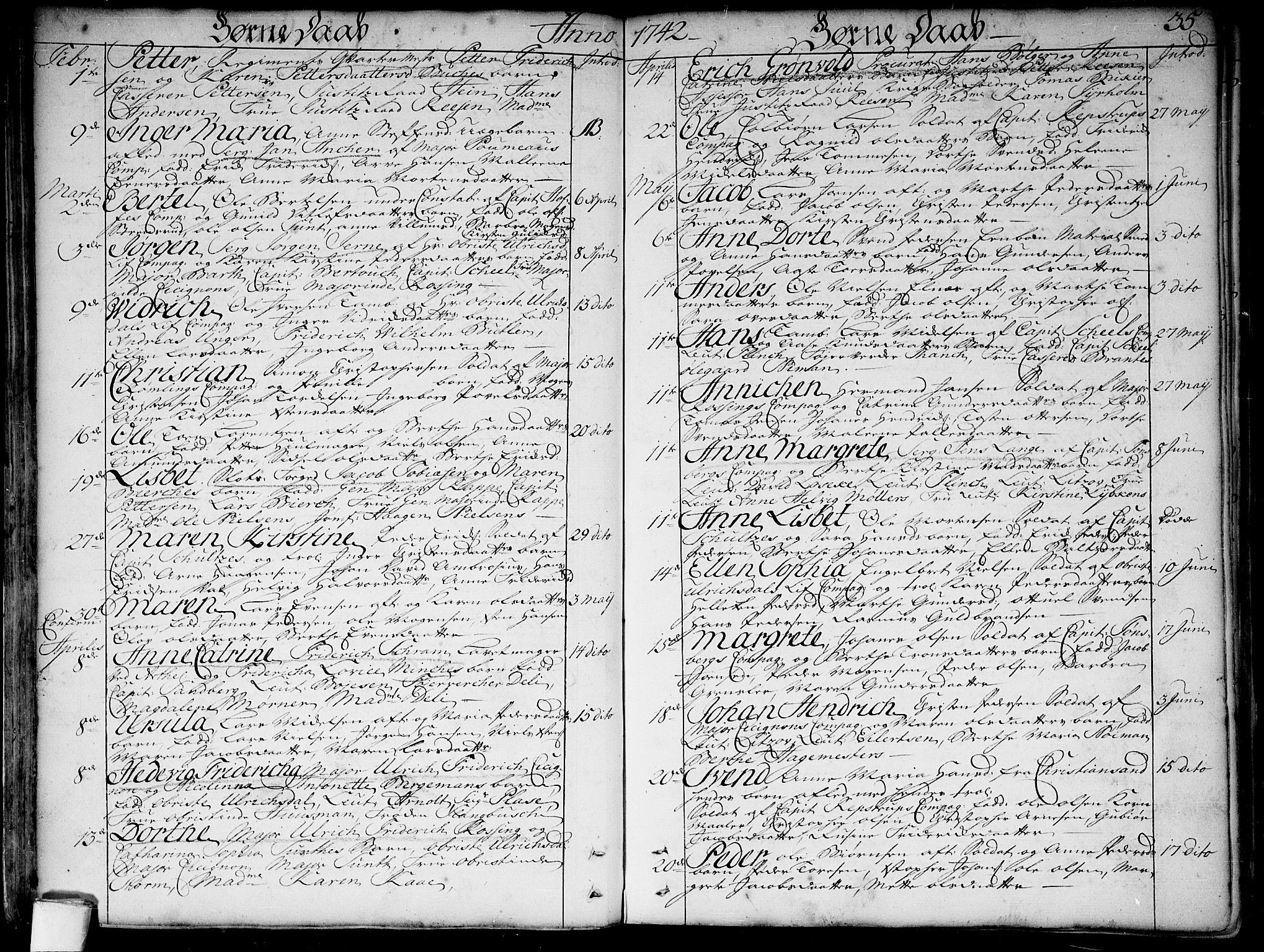 Garnisonsmenigheten Kirkebøker, AV/SAO-A-10846/F/Fa/L0001: Parish register (official) no. 1, 1734-1756, p. 35