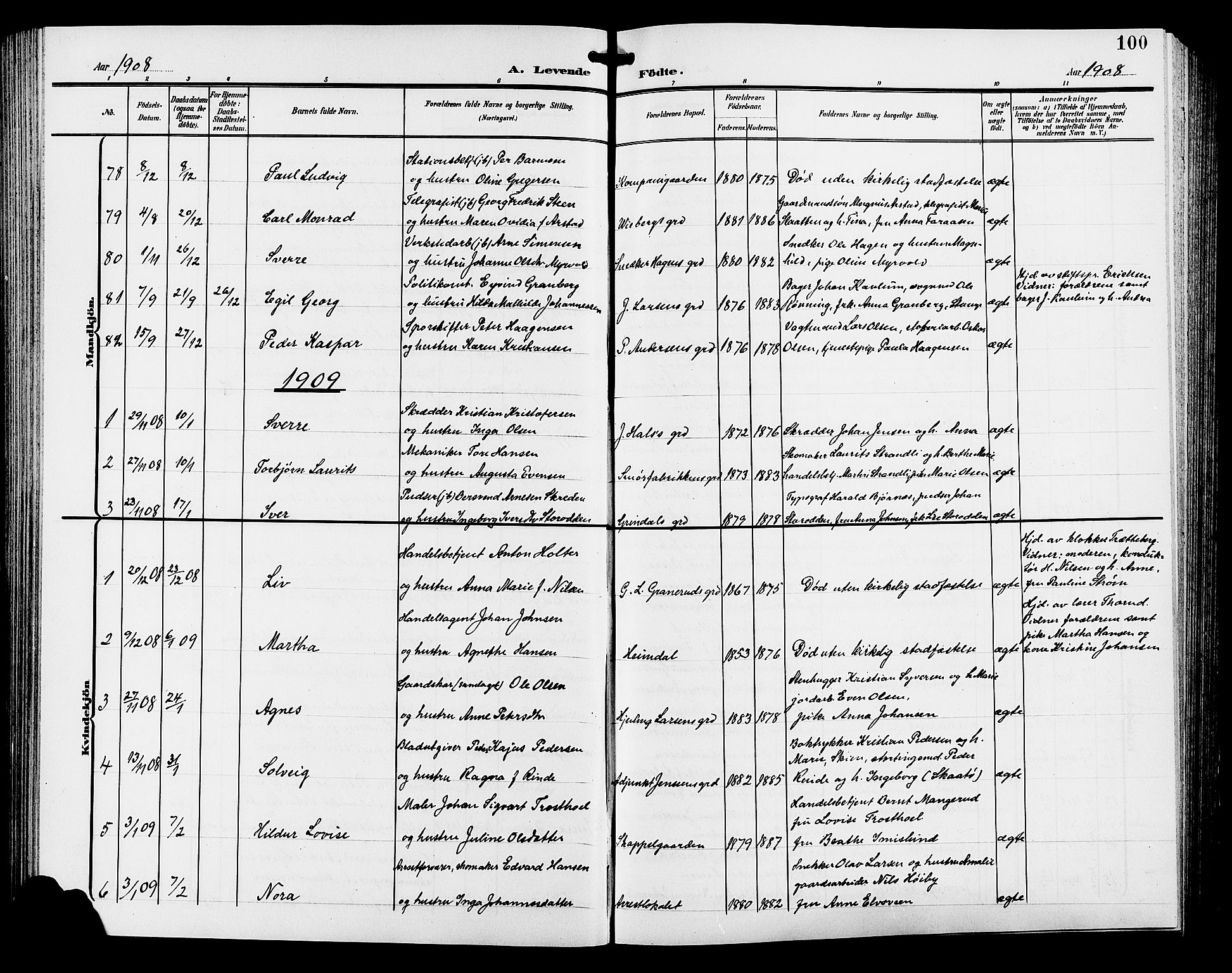 Hamar prestekontor, AV/SAH-DOMPH-002/H/Ha/Hab/L0001: Parish register (copy) no. 1, 1899-1914, p. 100