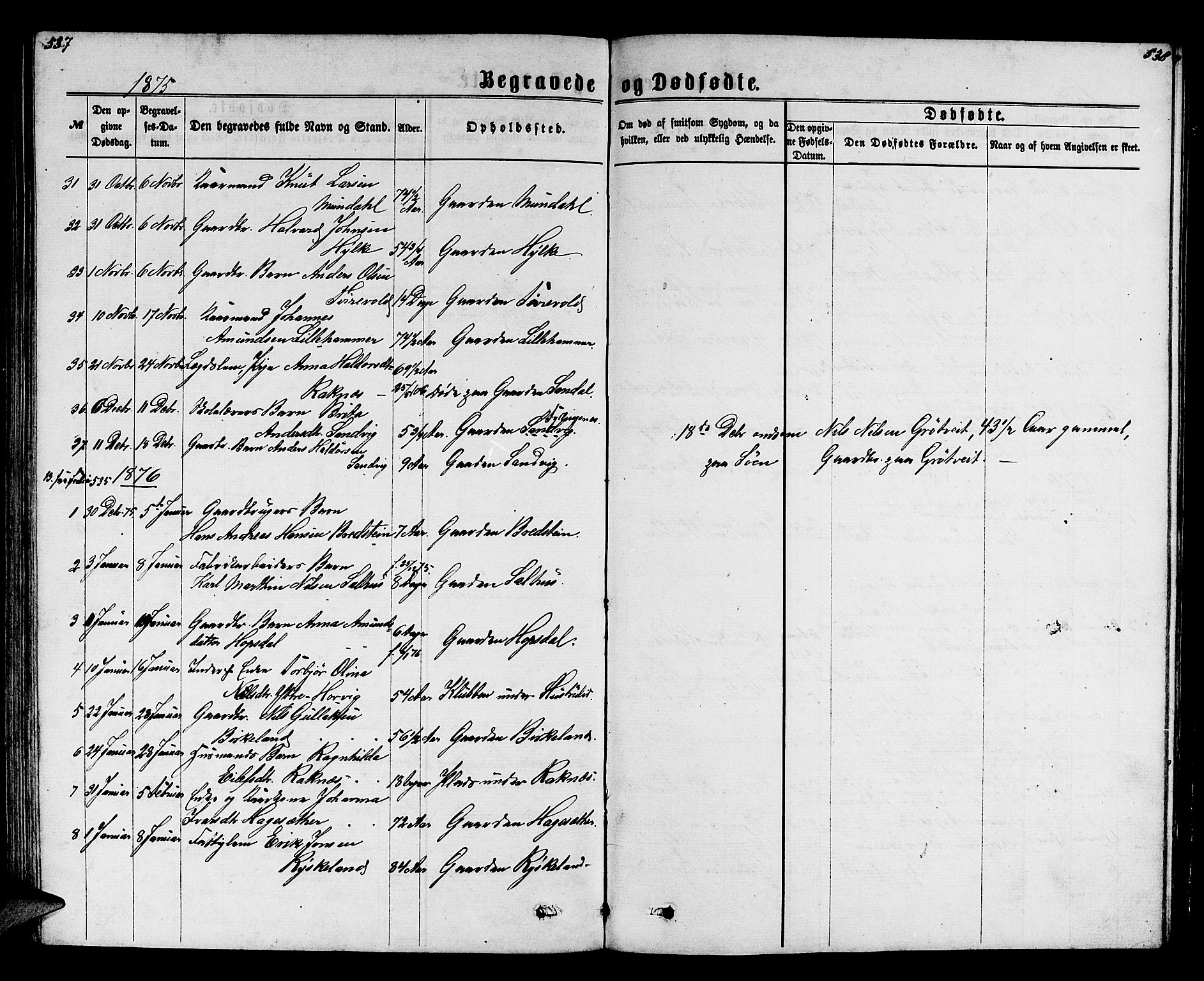 Hamre sokneprestembete, SAB/A-75501/H/Ha/Hab: Parish register (copy) no. B 2, 1863-1880, p. 537-538