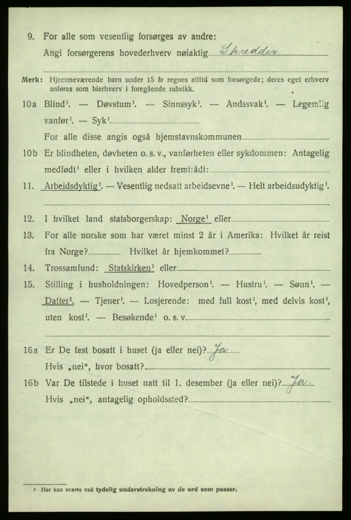 SAB, 1920 census for Sogndal, 1920, p. 2654