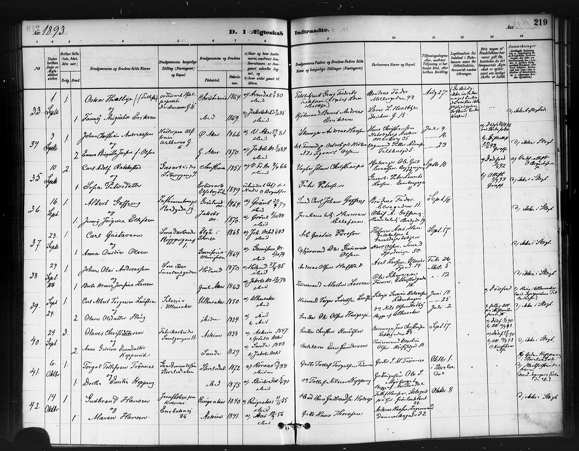 Jakob prestekontor Kirkebøker, SAO/A-10850/F/Fa/L0004: Parish register (official) no. 4, 1880-1894, p. 219