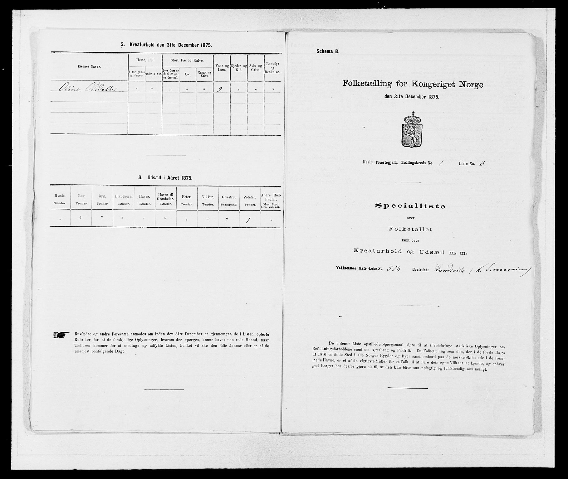 SAB, 1875 census for 1258P Herdla, 1875, p. 23