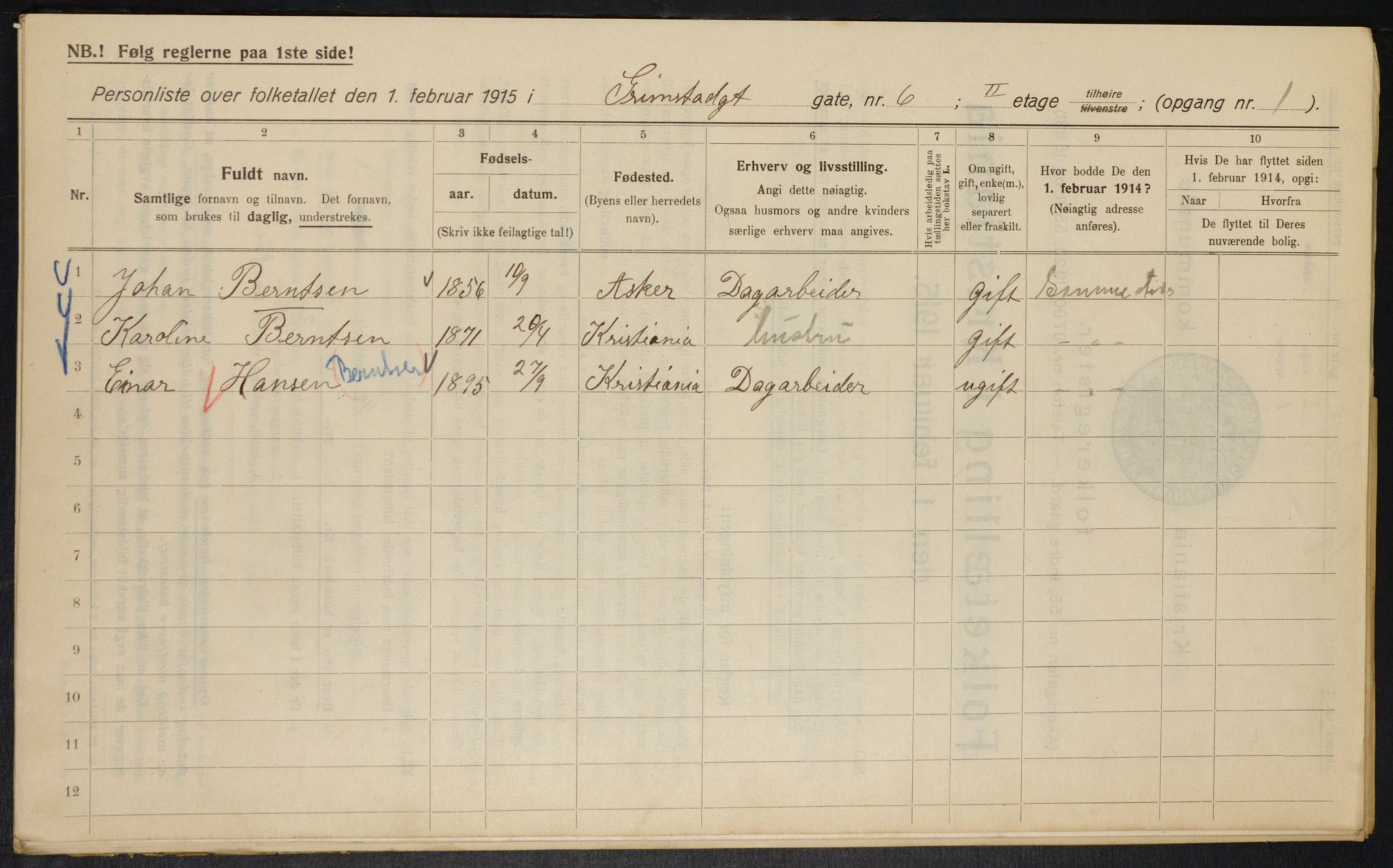 OBA, Municipal Census 1915 for Kristiania, 1915, p. 29579