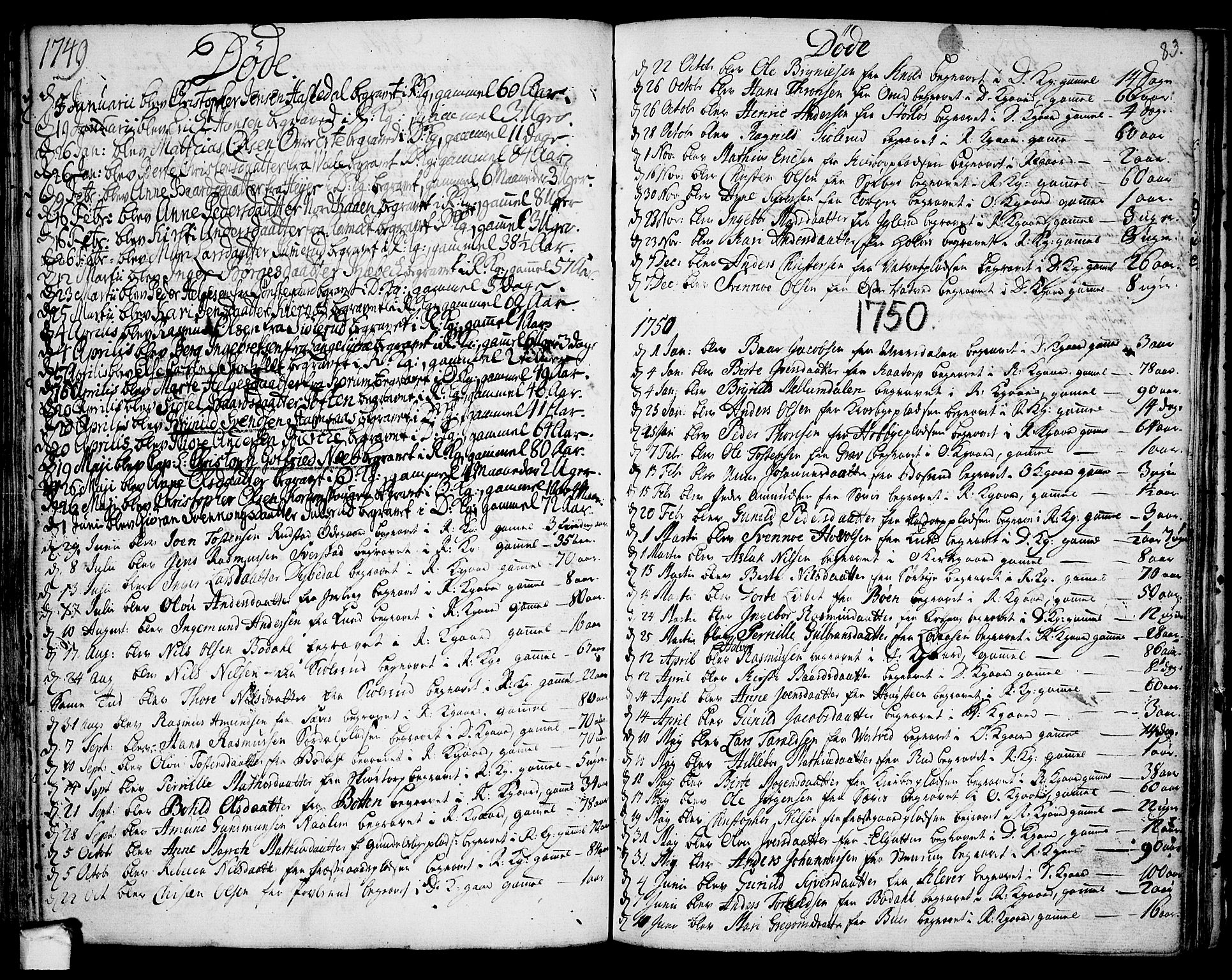 Rakkestad prestekontor Kirkebøker, SAO/A-2008/F/Fa/L0002: Parish register (official) no. I 2, 1741-1751, p. 83
