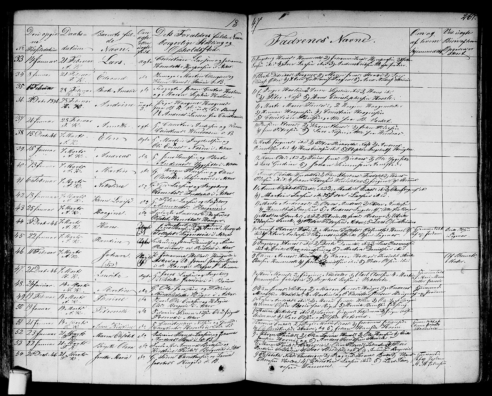 Asker prestekontor Kirkebøker, AV/SAO-A-10256a/F/Fa/L0007: Parish register (official) no. I 7, 1825-1864, p. 267