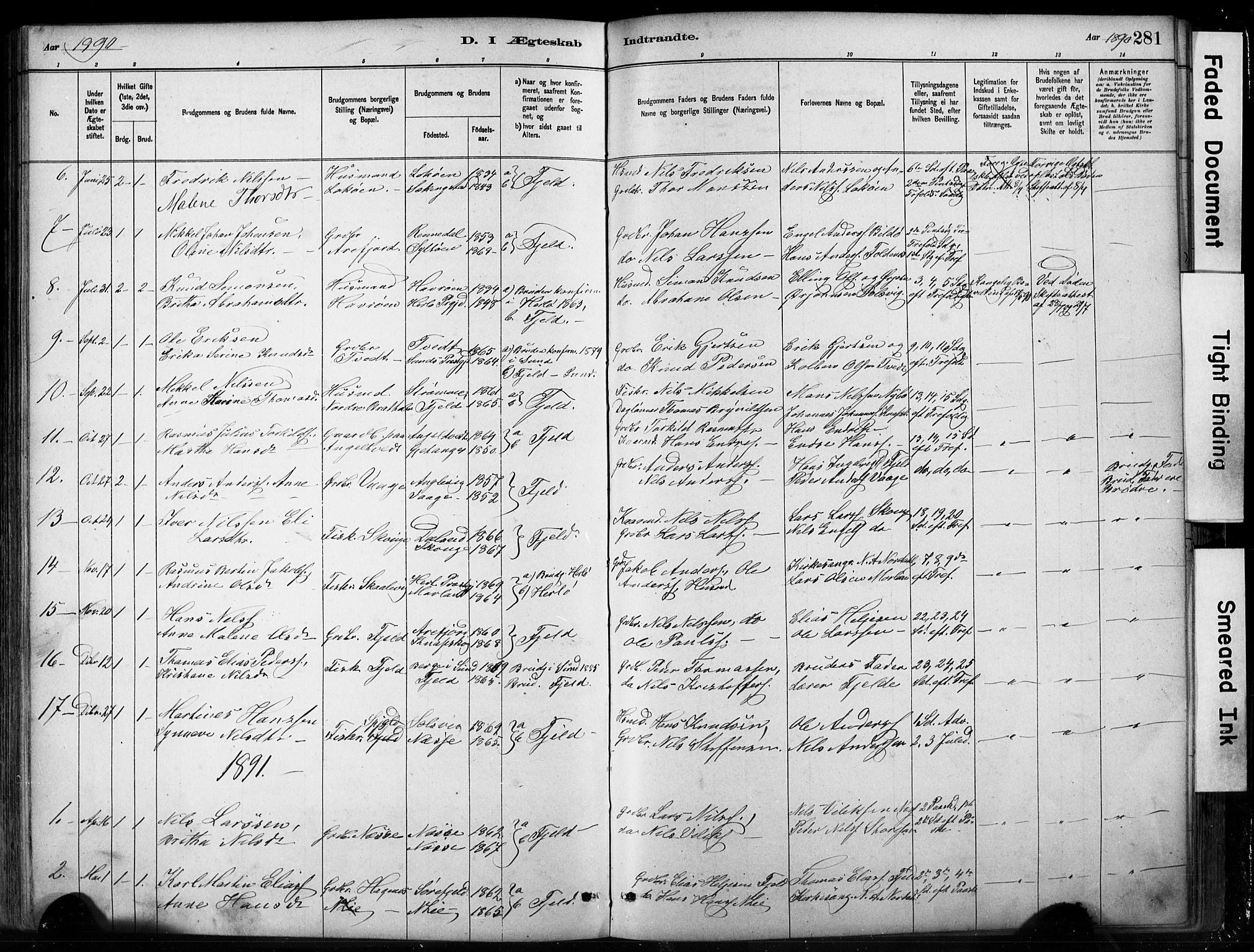 Fjell sokneprestembete, SAB/A-75301/H/Hab: Parish register (copy) no. A 4, 1880-1899, p. 281