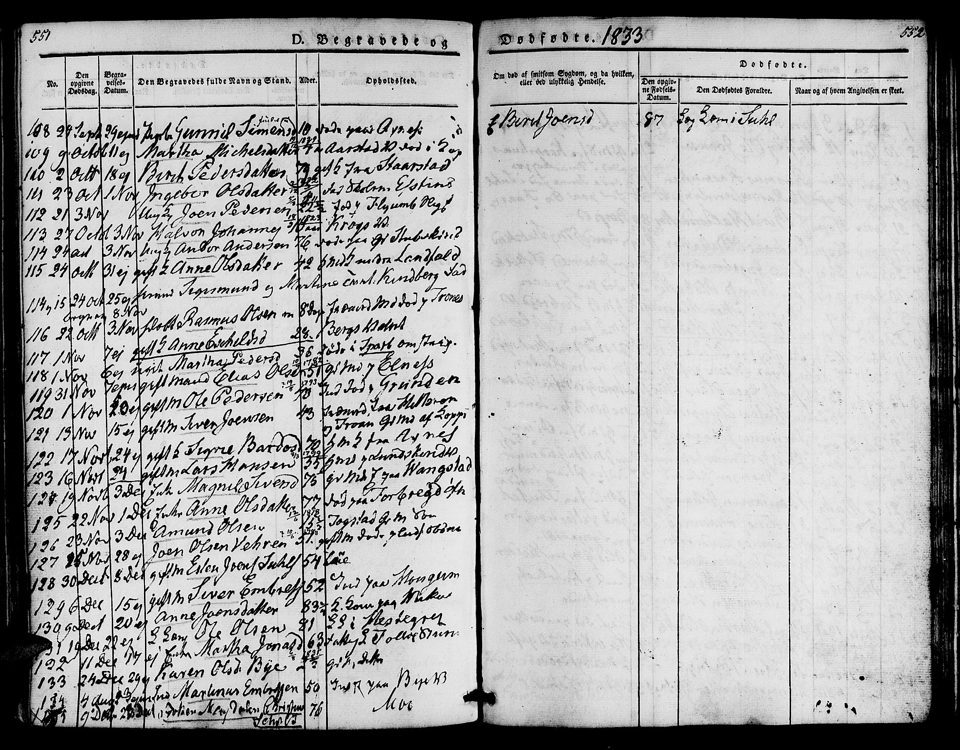 Ministerialprotokoller, klokkerbøker og fødselsregistre - Nord-Trøndelag, SAT/A-1458/723/L0238: Parish register (official) no. 723A07, 1831-1840, p. 551-552