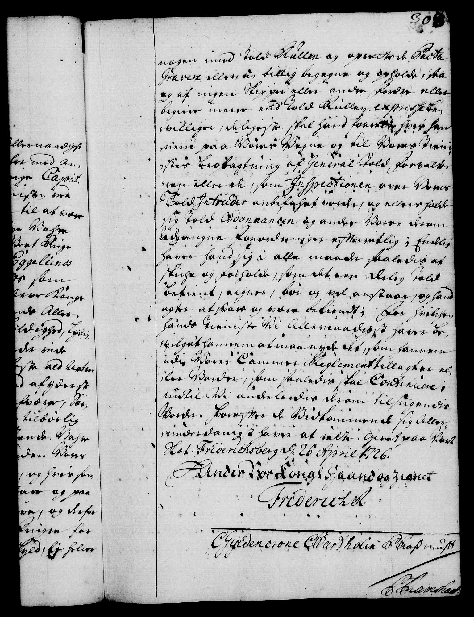 Rentekammeret, Kammerkanselliet, AV/RA-EA-3111/G/Gg/Gge/L0001: Norsk bestallingsprotokoll med register (merket RK 53.25), 1720-1730, p. 303